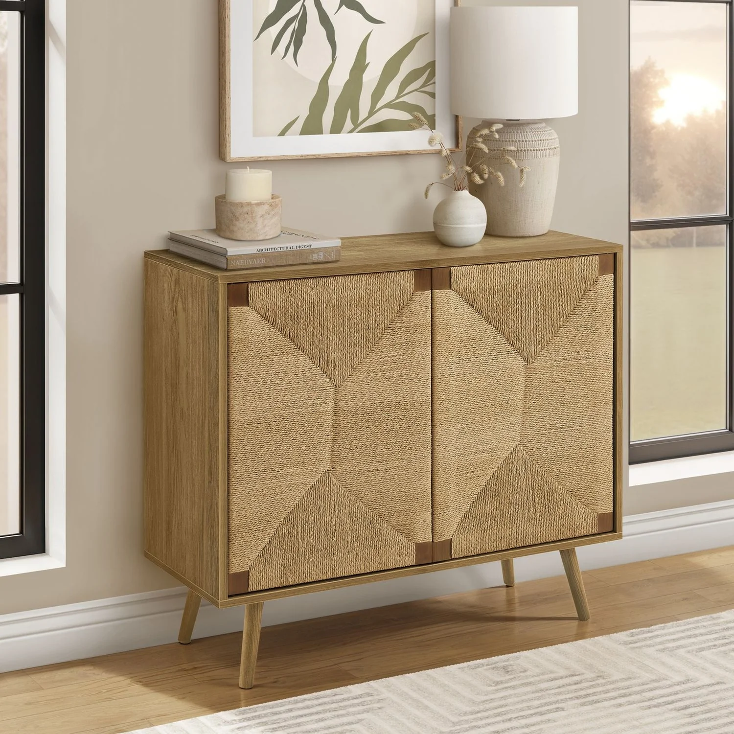 Accent Chest, 2 Door Cabinet, Storage Furniture - Walnut - Image 3