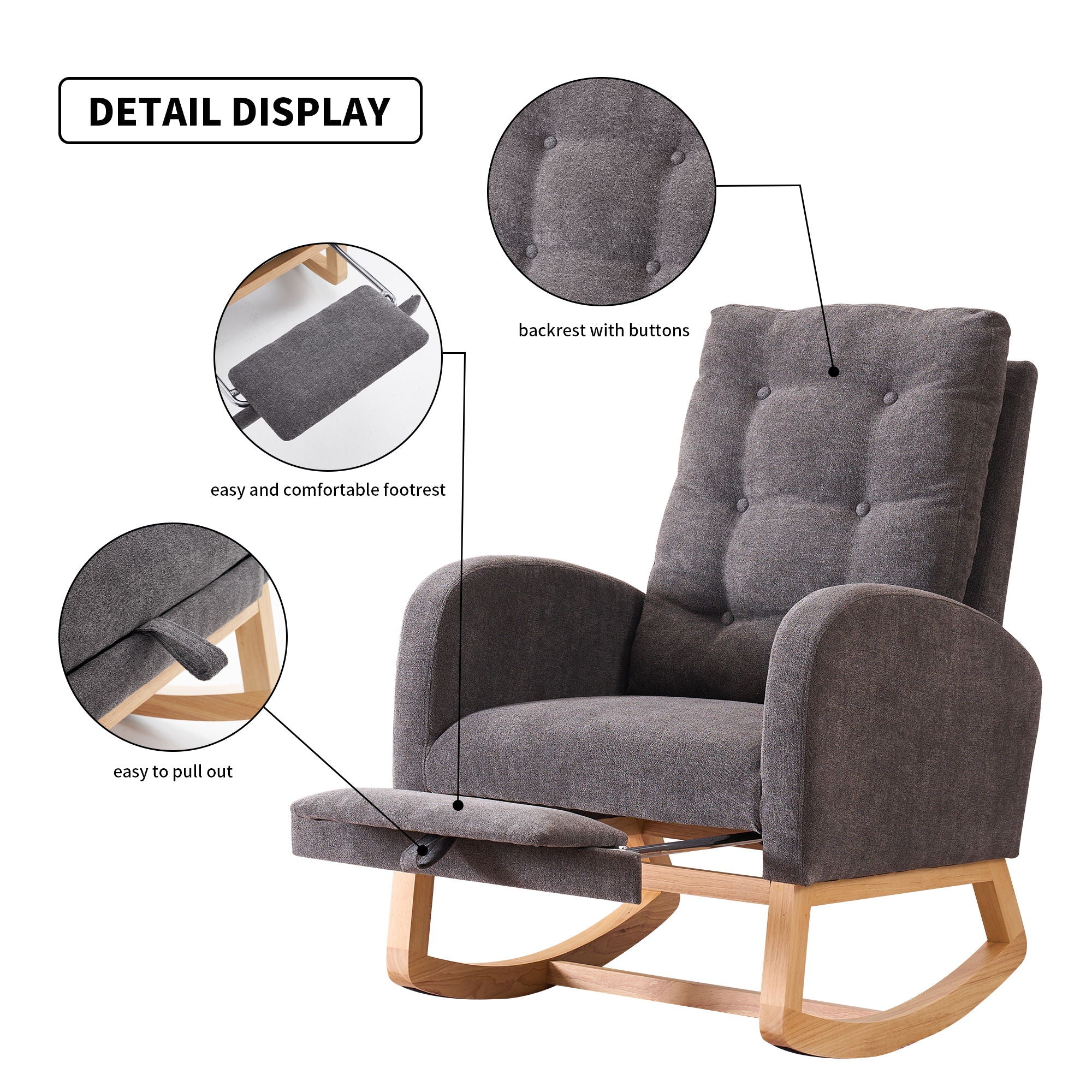 Accent Rocking Chair With Footrest, High Back - Image 8