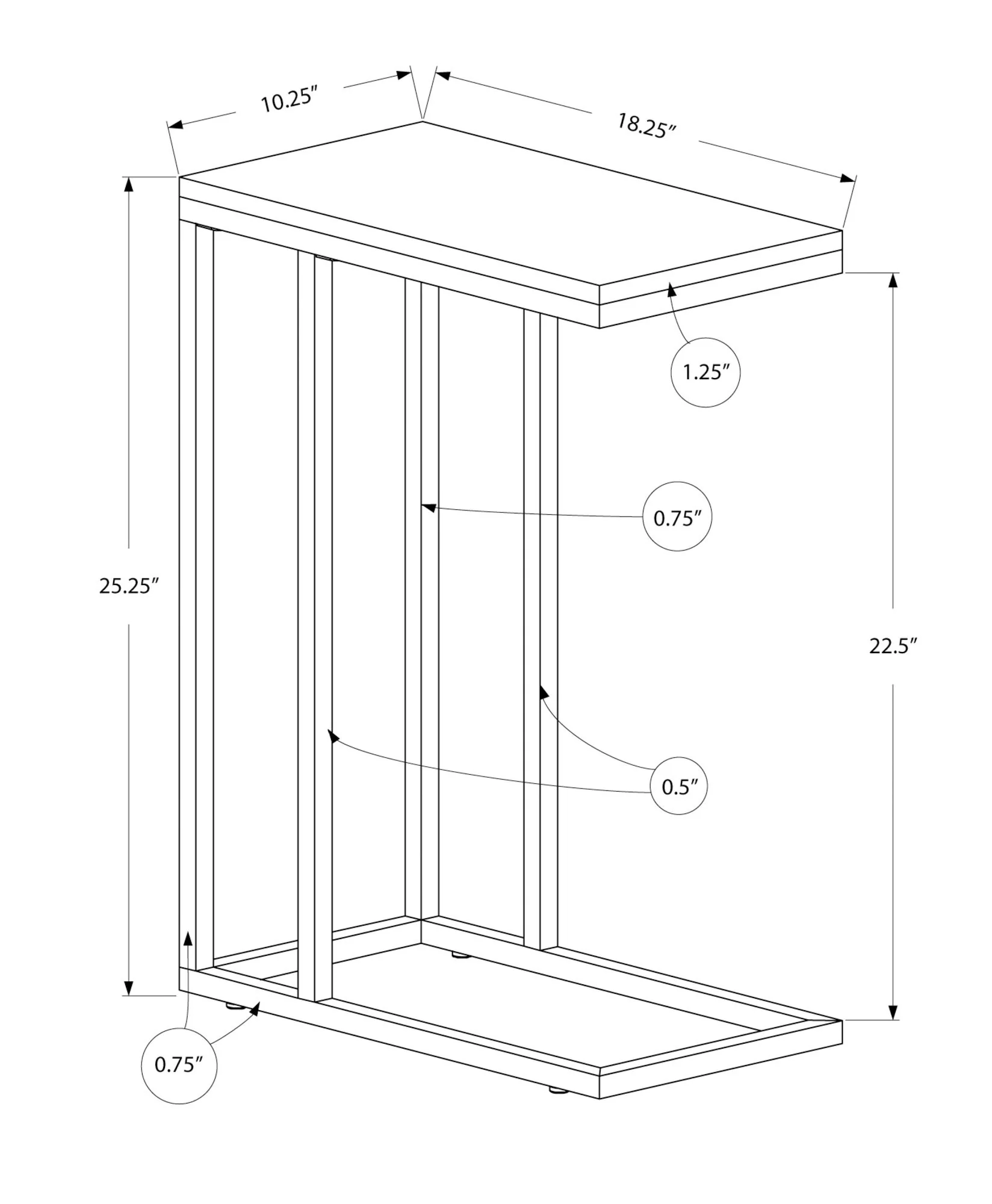 Accent Table, C - Shaped, Tempered Glass, Stylish Design Contemporary & Modern - Image 16