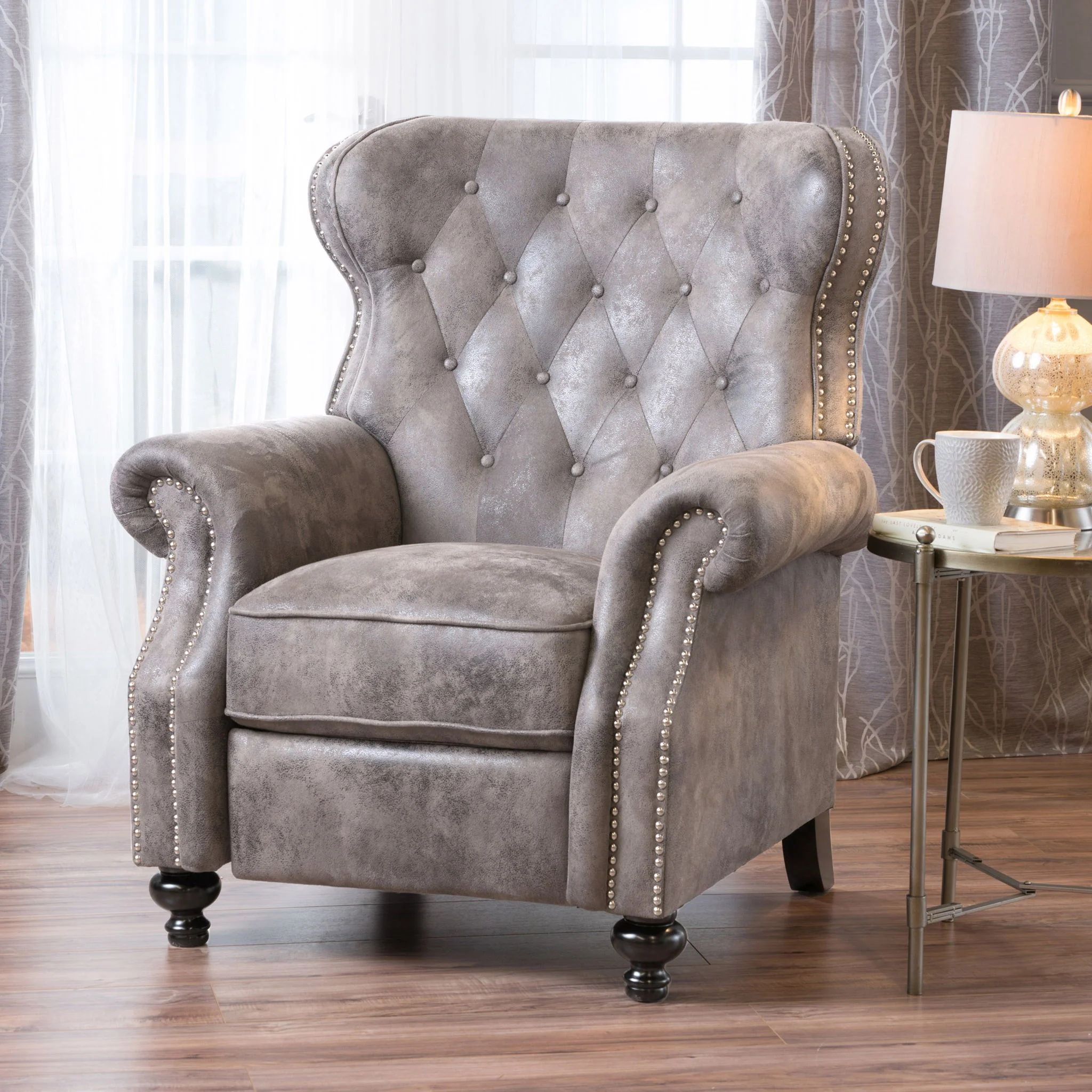 Accented Push Back Recliner Chair With Rolled Arms, Enjoy Cocooning Comfort - Image 20