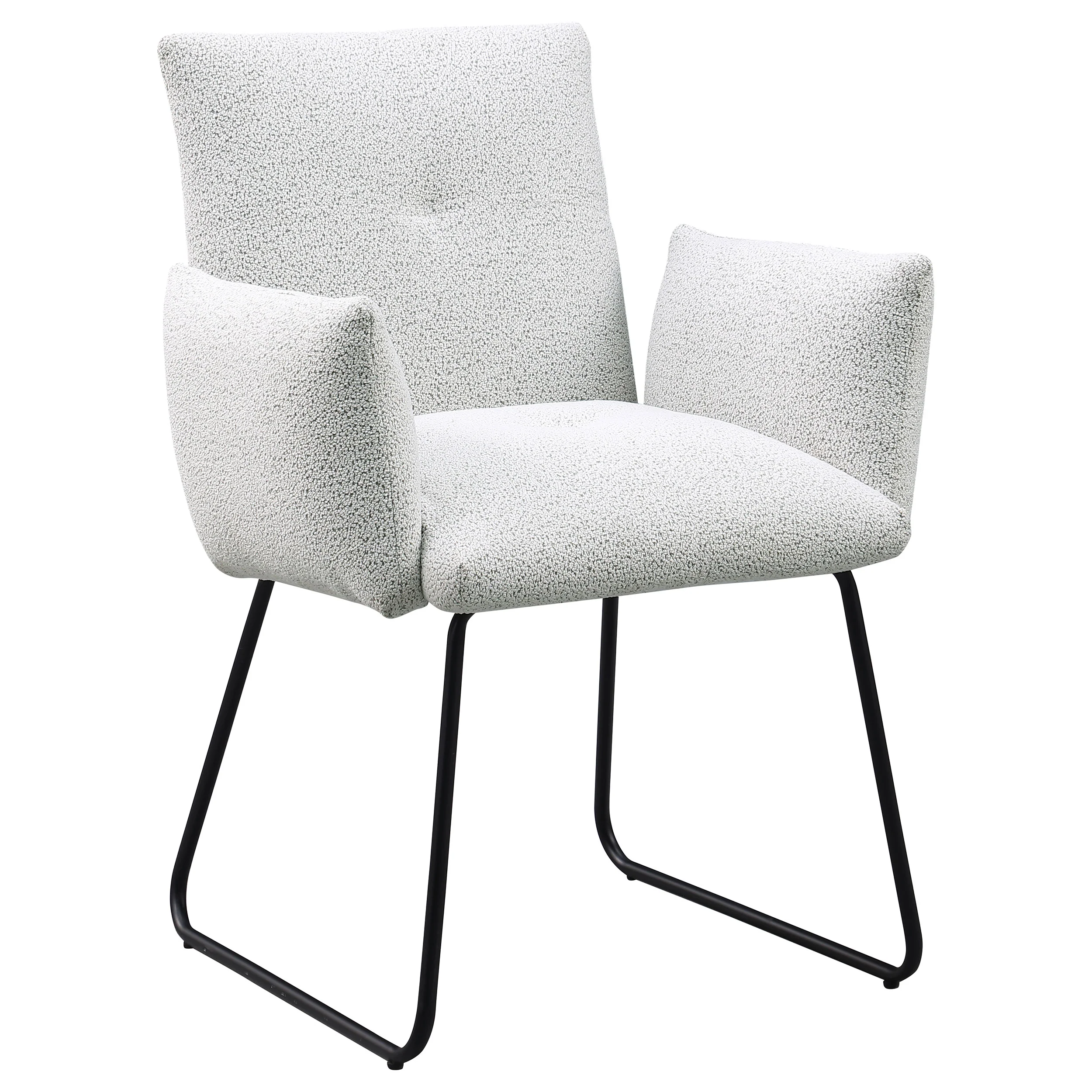 Ackland Upholstered Dining Arm Chair Light Grey Set of 2 - Image 3