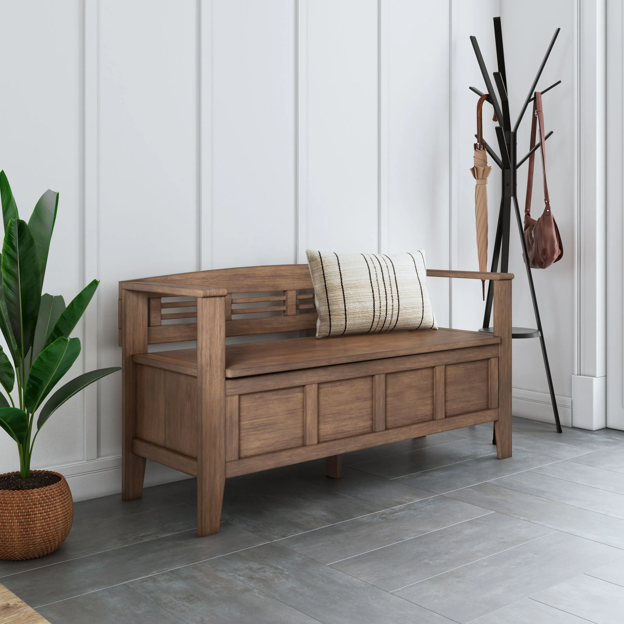 Adams - Entryway Storage Bench - Rustic Natural Aged Brown - Image 6