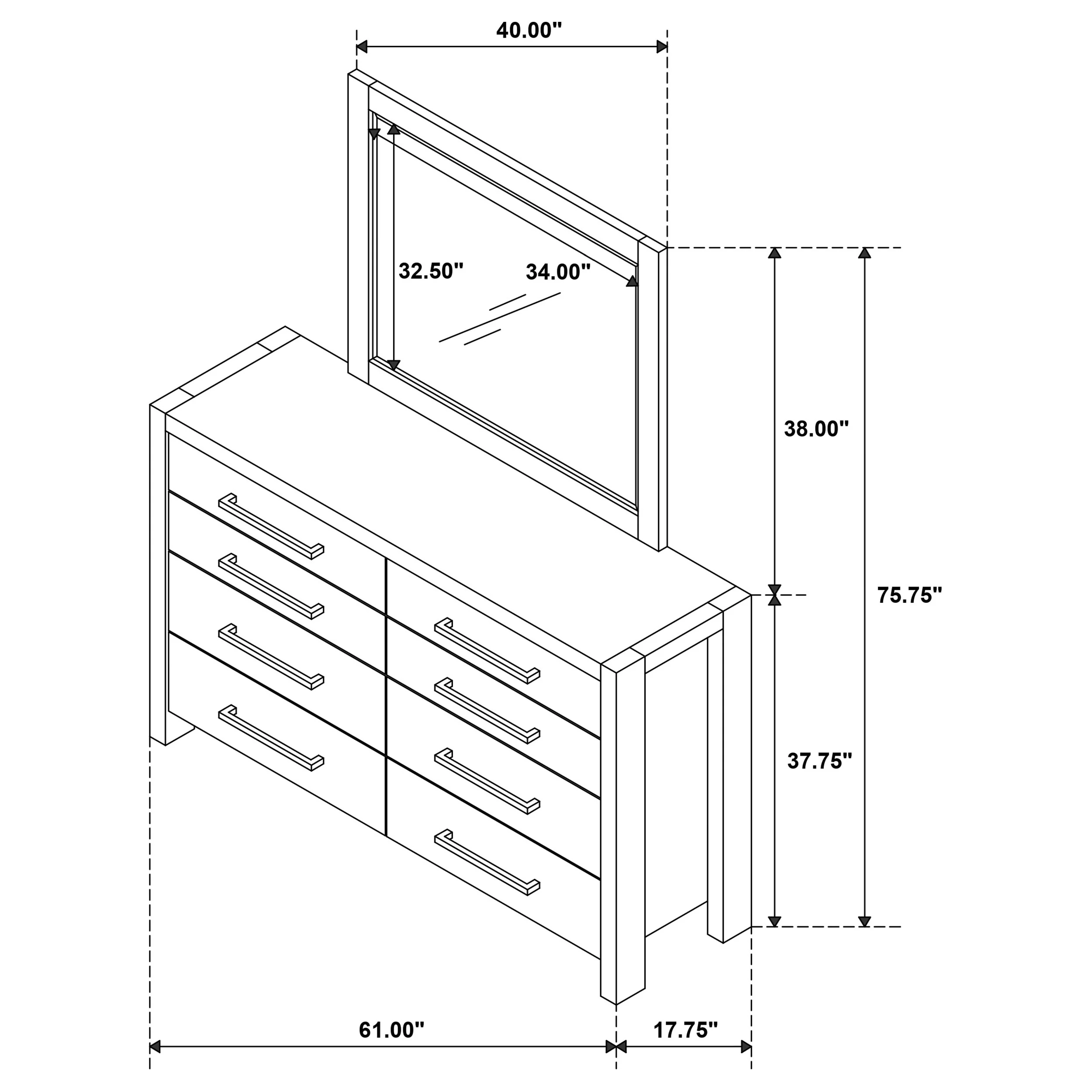 Adderley 8-Drawer Bedroom Dresser with Mirror - Warm Brown - Image 11