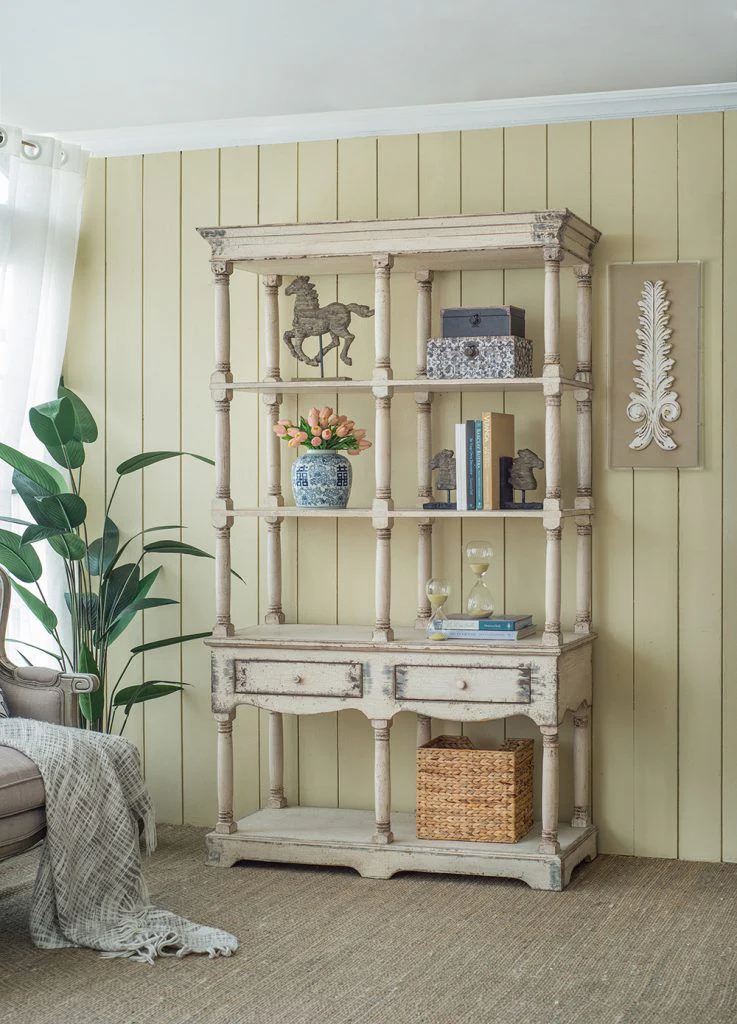 Adela - French Country Bookcase Display Storage Shelf Etageres - Antique White - Image 7