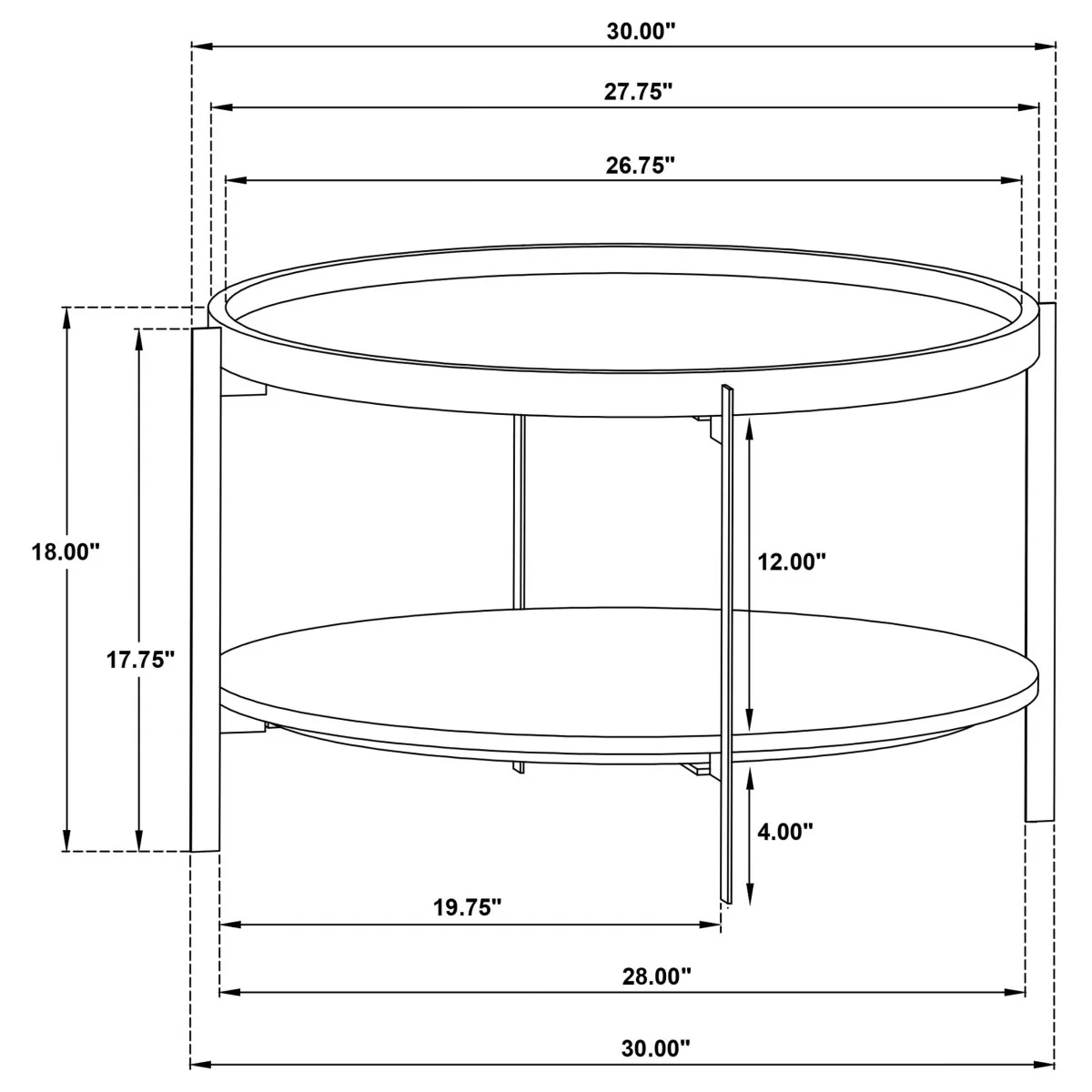 Adhvik Round Wood Top Marble Shelf Coffee Table - Image 2