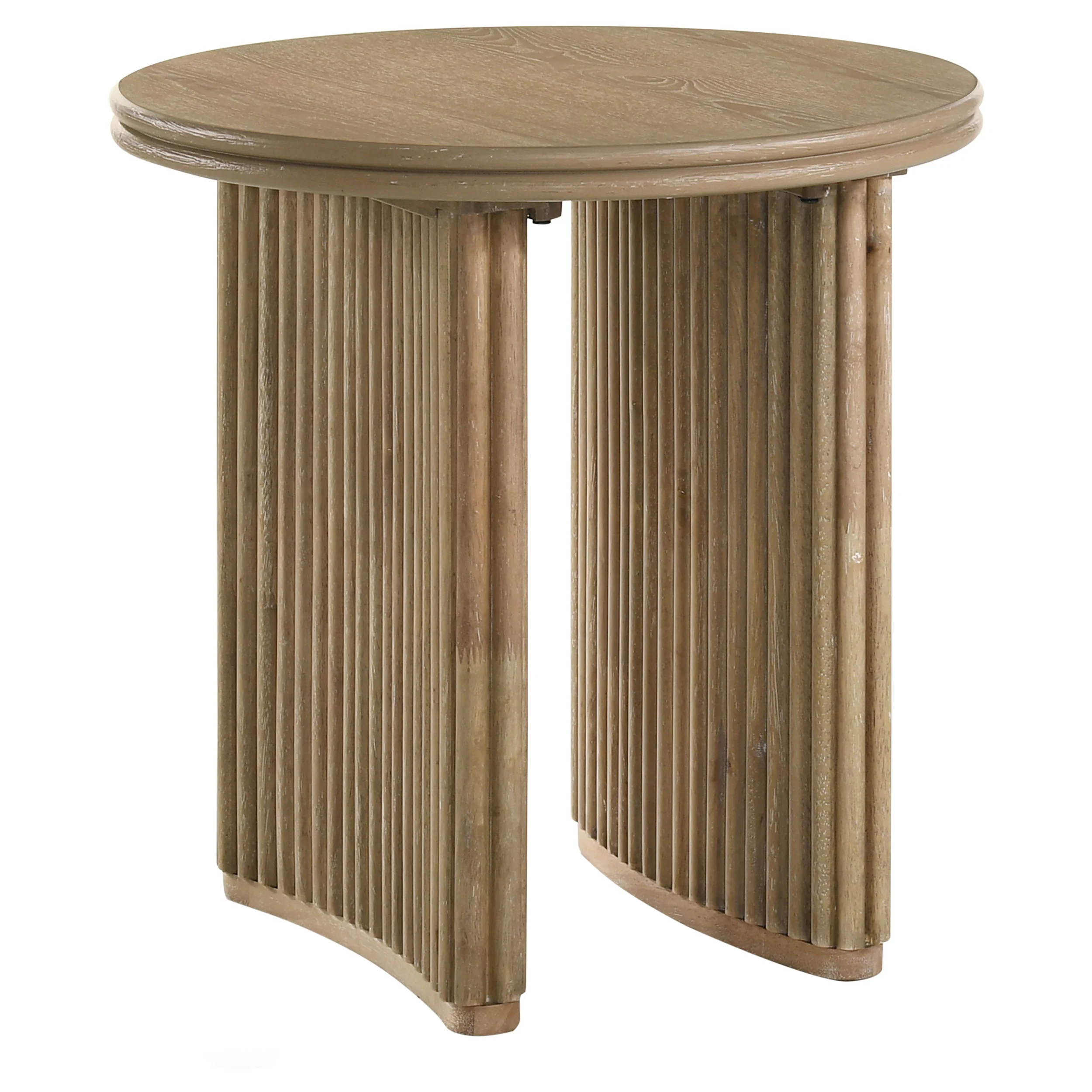 Adina 2-Piece Round Coffee Table Set, Distressed Light Brown - Image 5