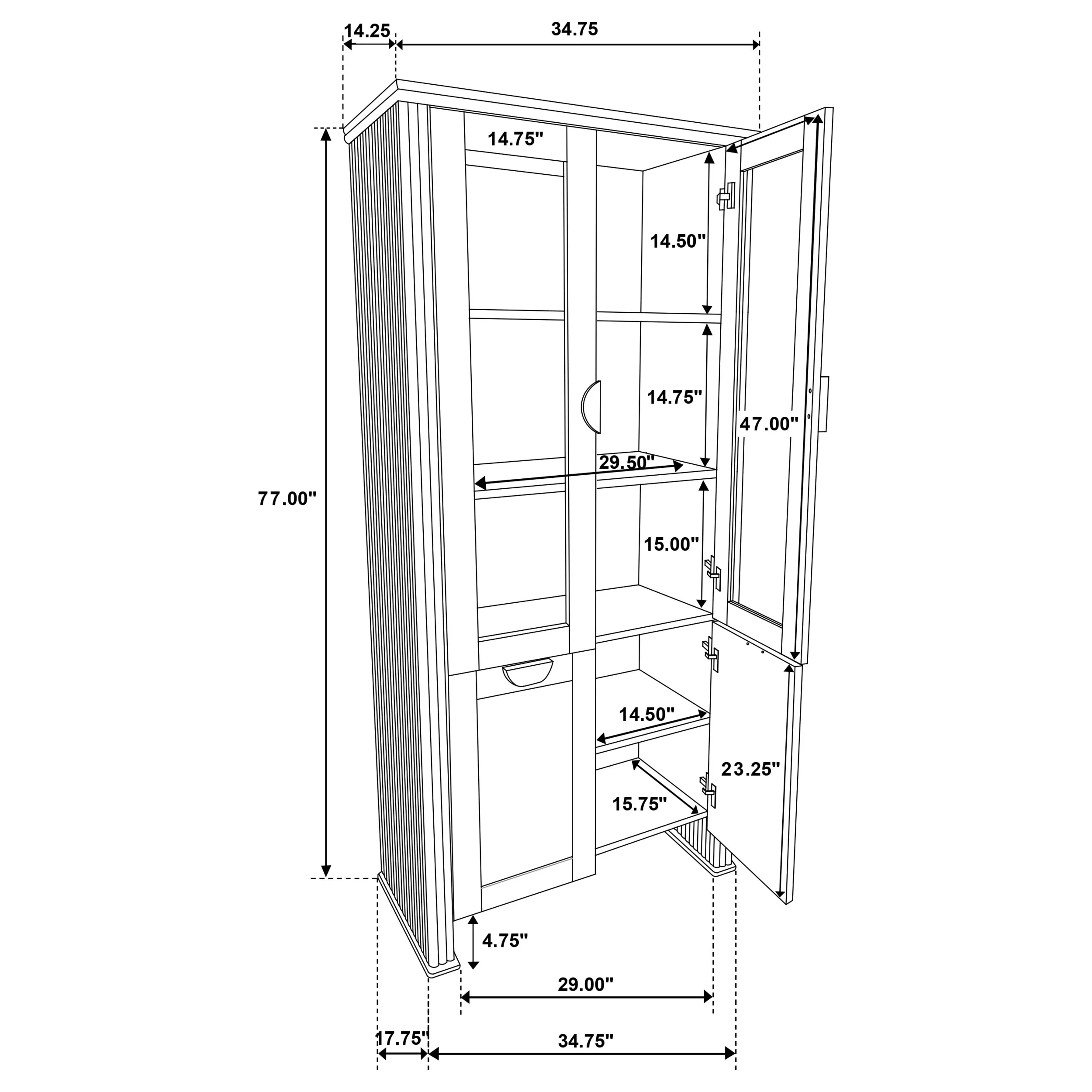 Adina 77-Inch Tall Display Cabinet in Distressed Light Brown - Image 11
