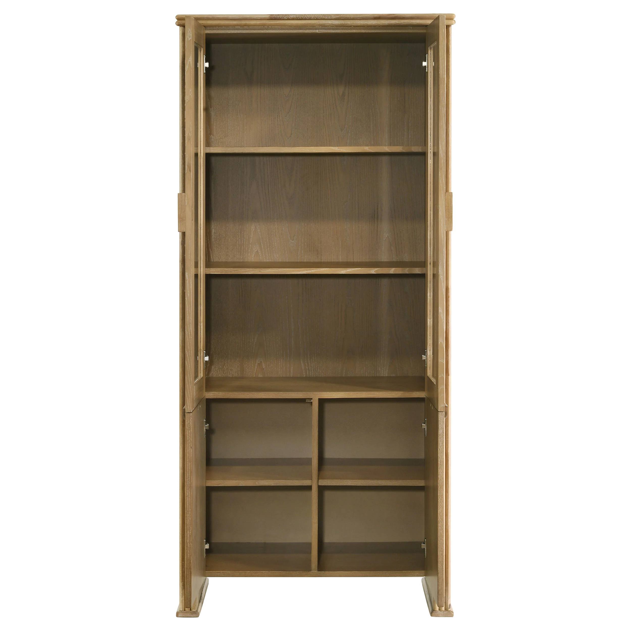 Adina 77-Inch Tall Display Cabinet in Distressed Light Brown - Image 2