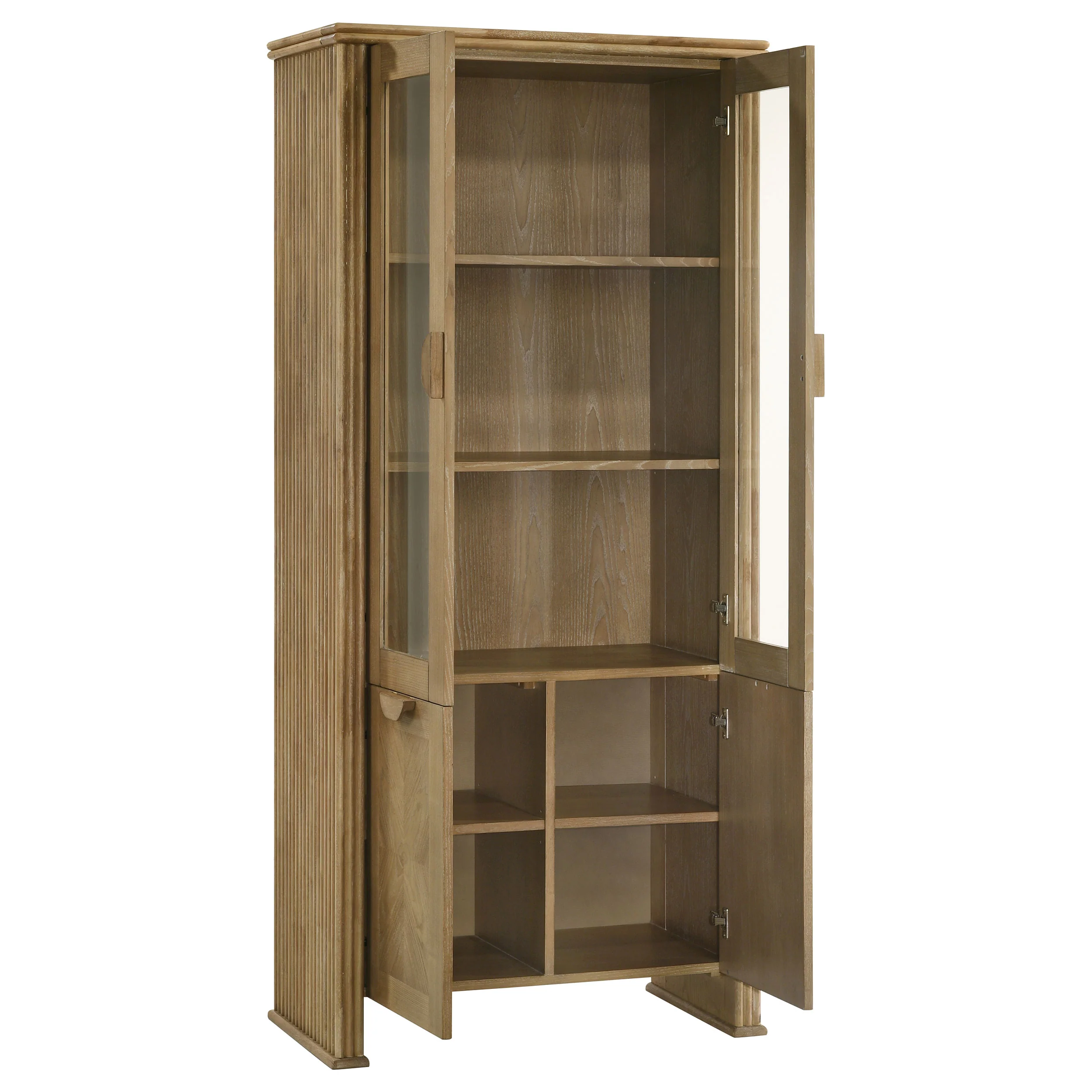 Adina 77-Inch Tall Display Cabinet in Distressed Light Brown - Image 5