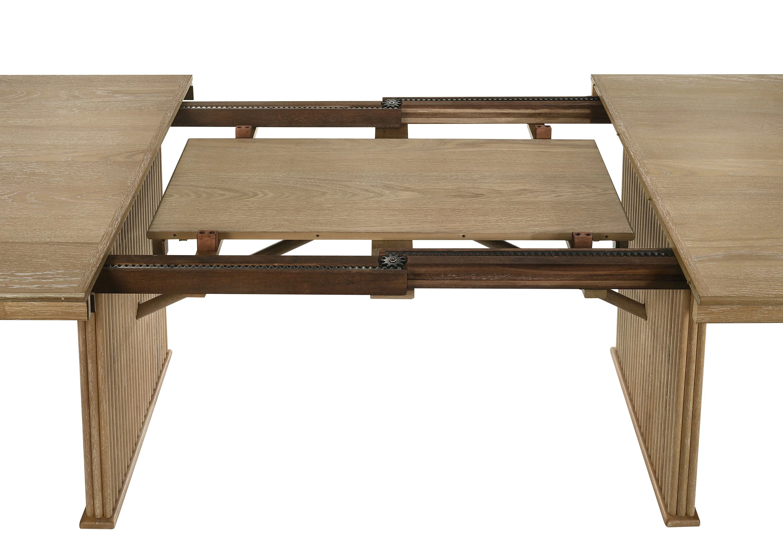 Adina 89-inch Extension Dining Table in Distressed Light Brown - Image 11