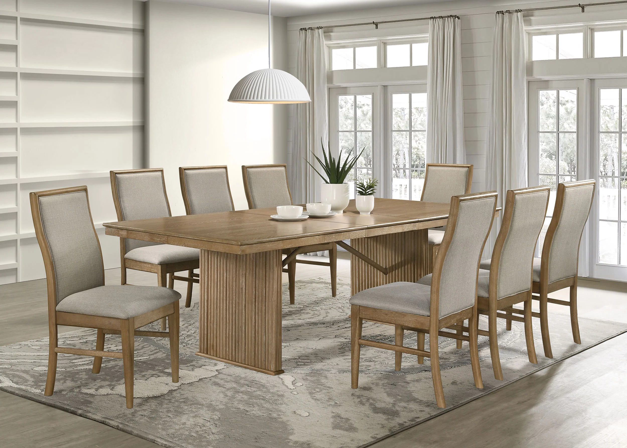 Adina 89-inch Extension Dining Table in Distressed Light Brown - Image 15