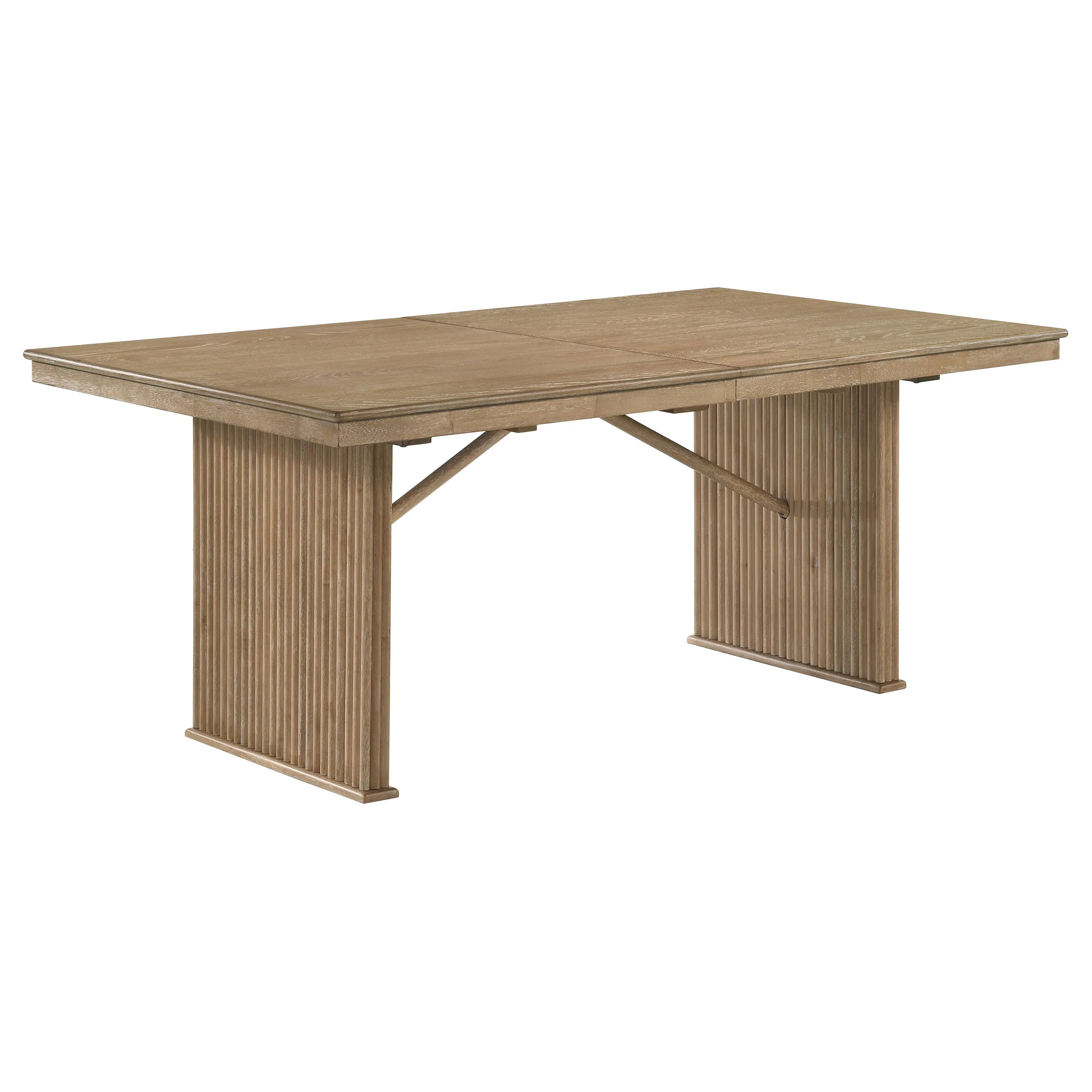 Adina 89-inch Extension Dining Table in Distressed Light Brown - Image 4