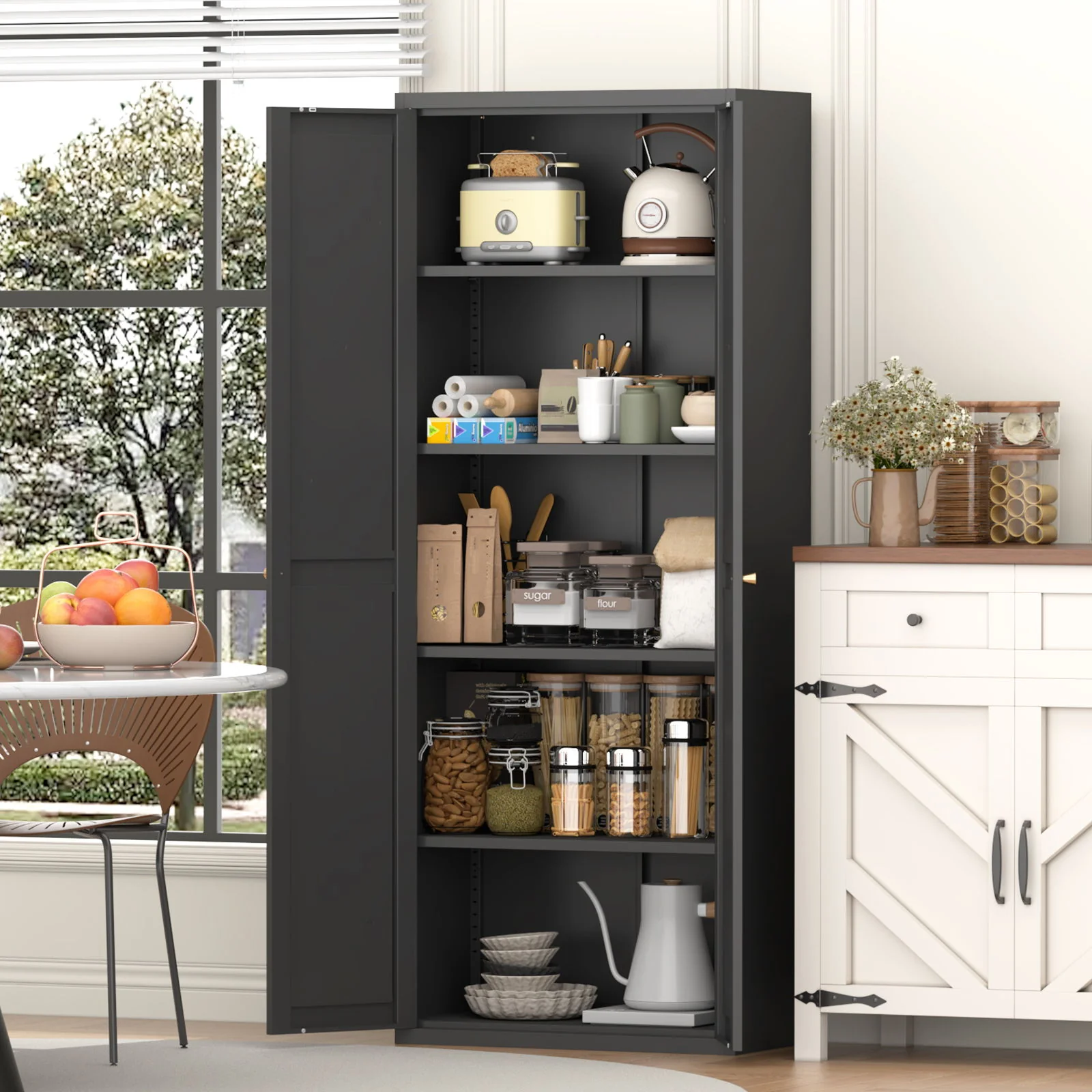 Adjustable 2 Door Storage Cabinet With Adjustable Shelves - Image 4