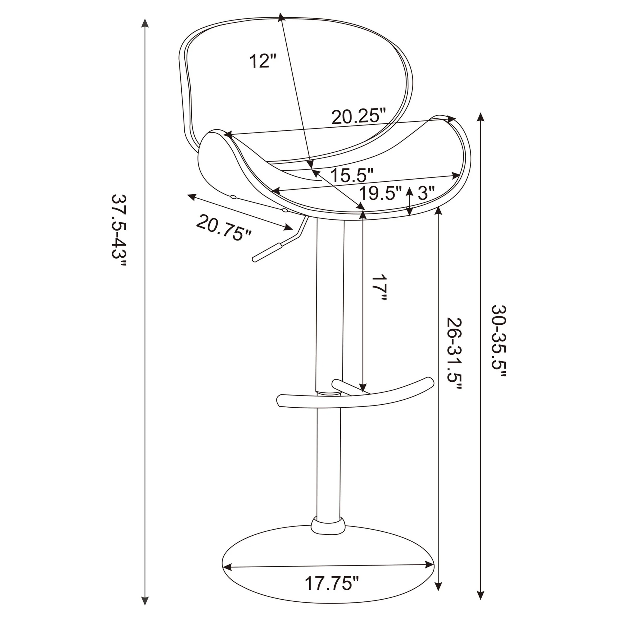 Adjustable Bar Stool With Upholstery - Ivory - Image 2