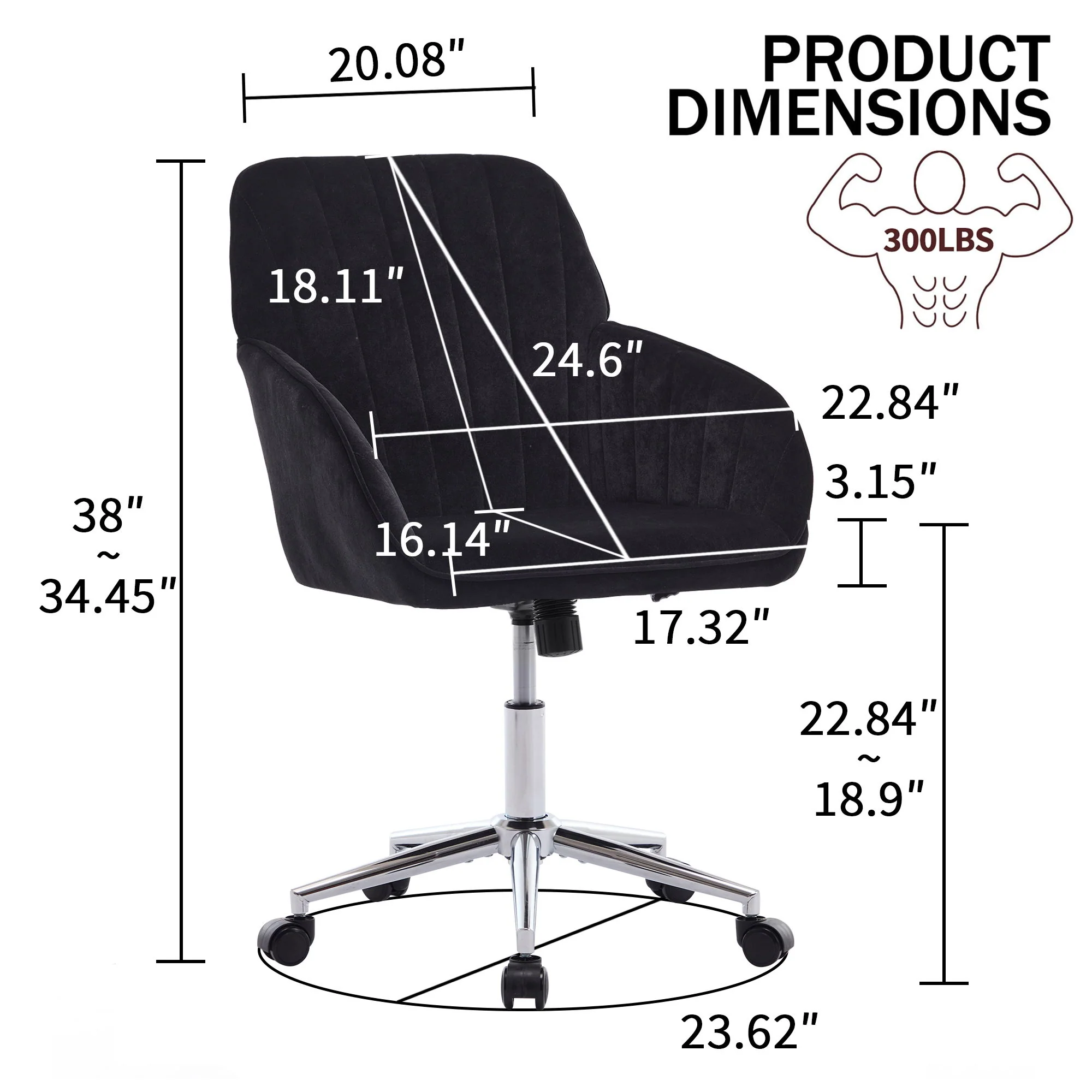 Adjustable Ergonomic Office Chair, Swivel Backrest Seat - Image 37
