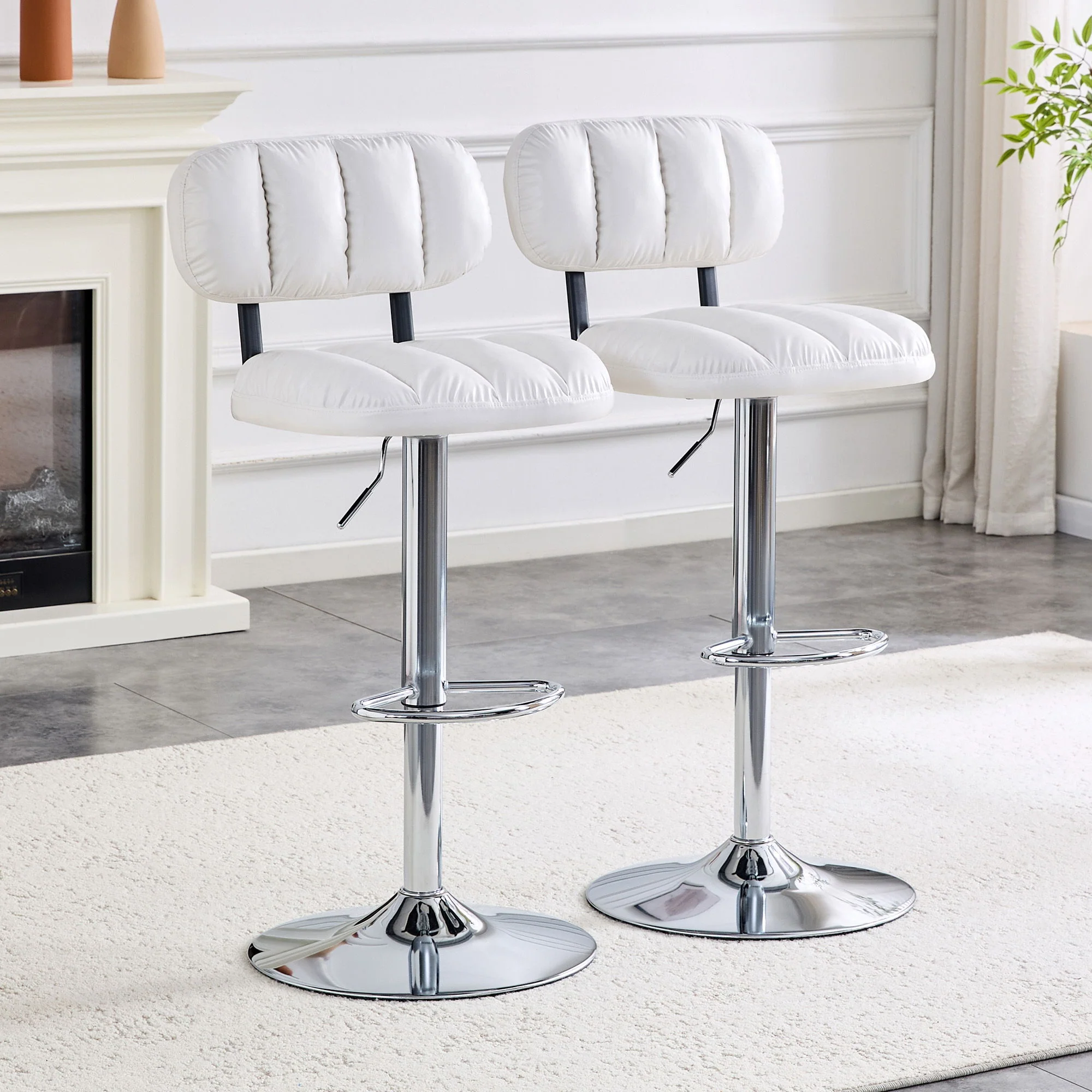 Adjustable Height Bar Stools With Footrest For Kitchen Island (Set of 2) - Image 7