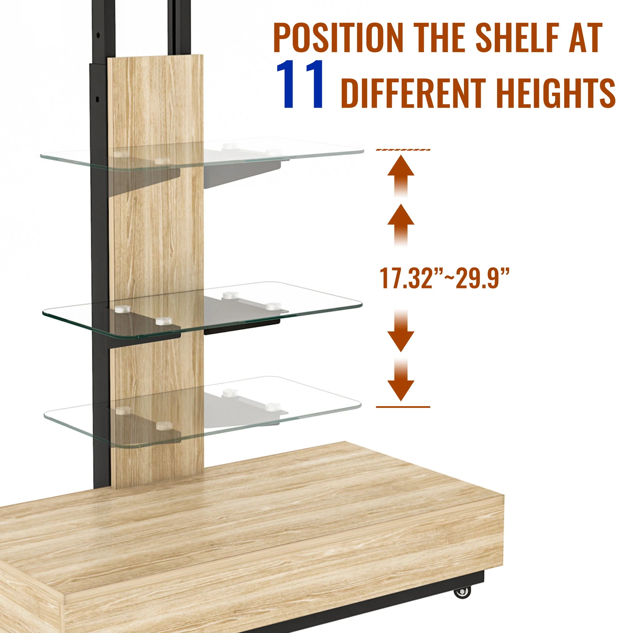Adjustable Height Mobile TV Cart - Image 10