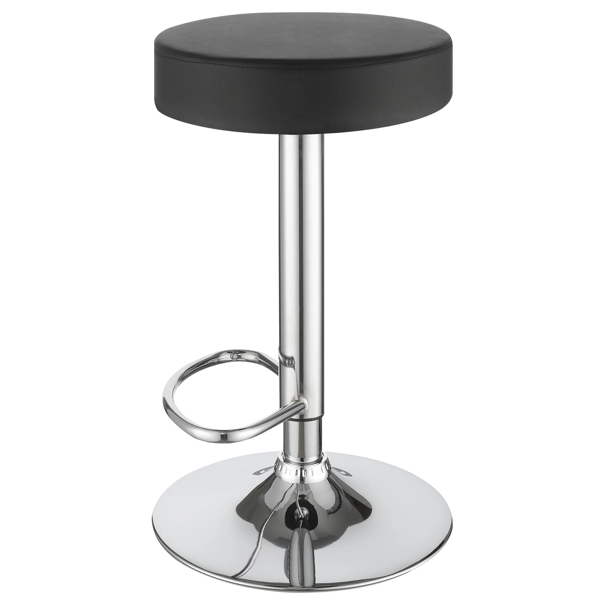 Adjustable Hydraulic Bar Stool With Base And Padded Seat - Black / Silver - Image 8