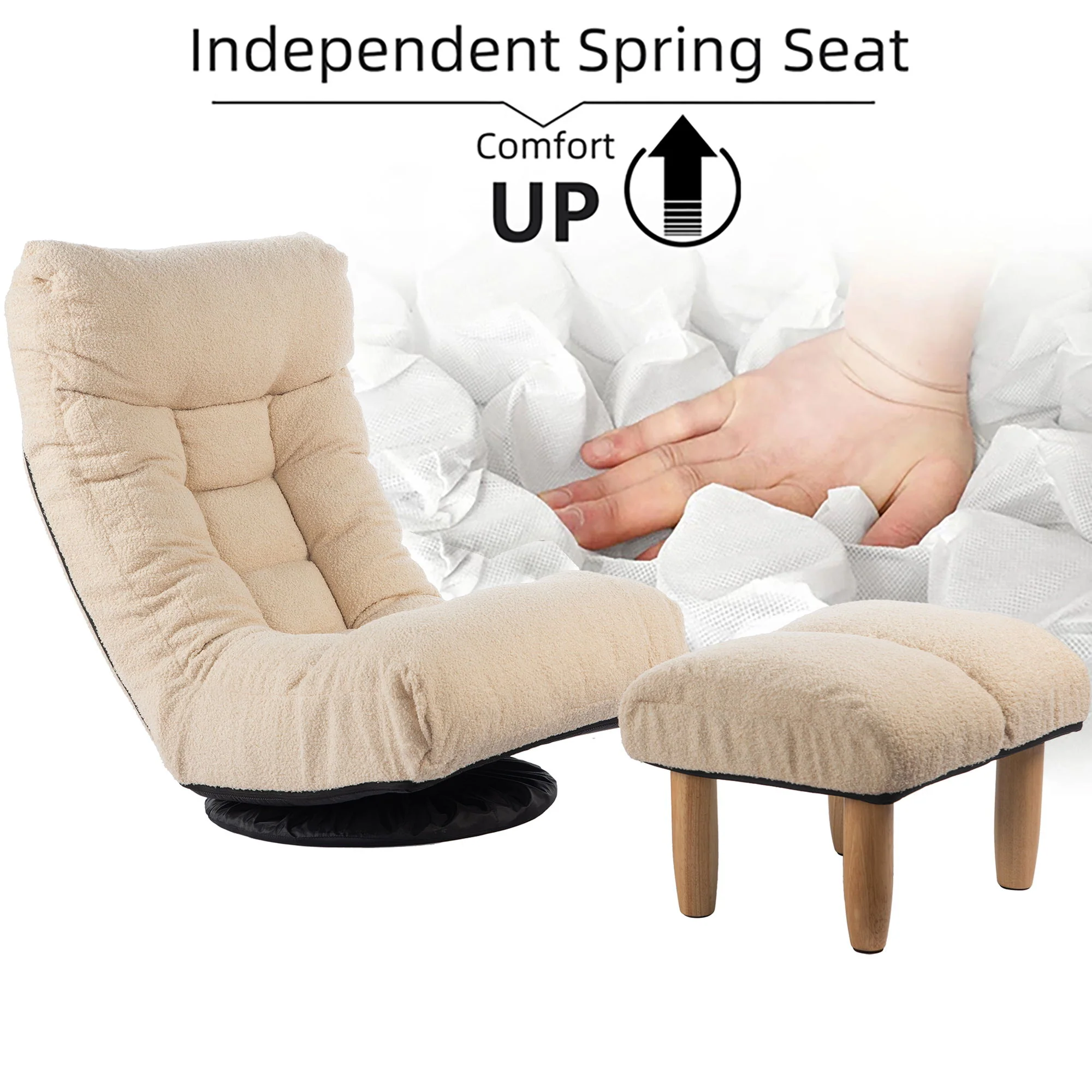 Adjustable Japanese Reclining Floor Chair Sofa With Metal Frame For Living Room - Image 11