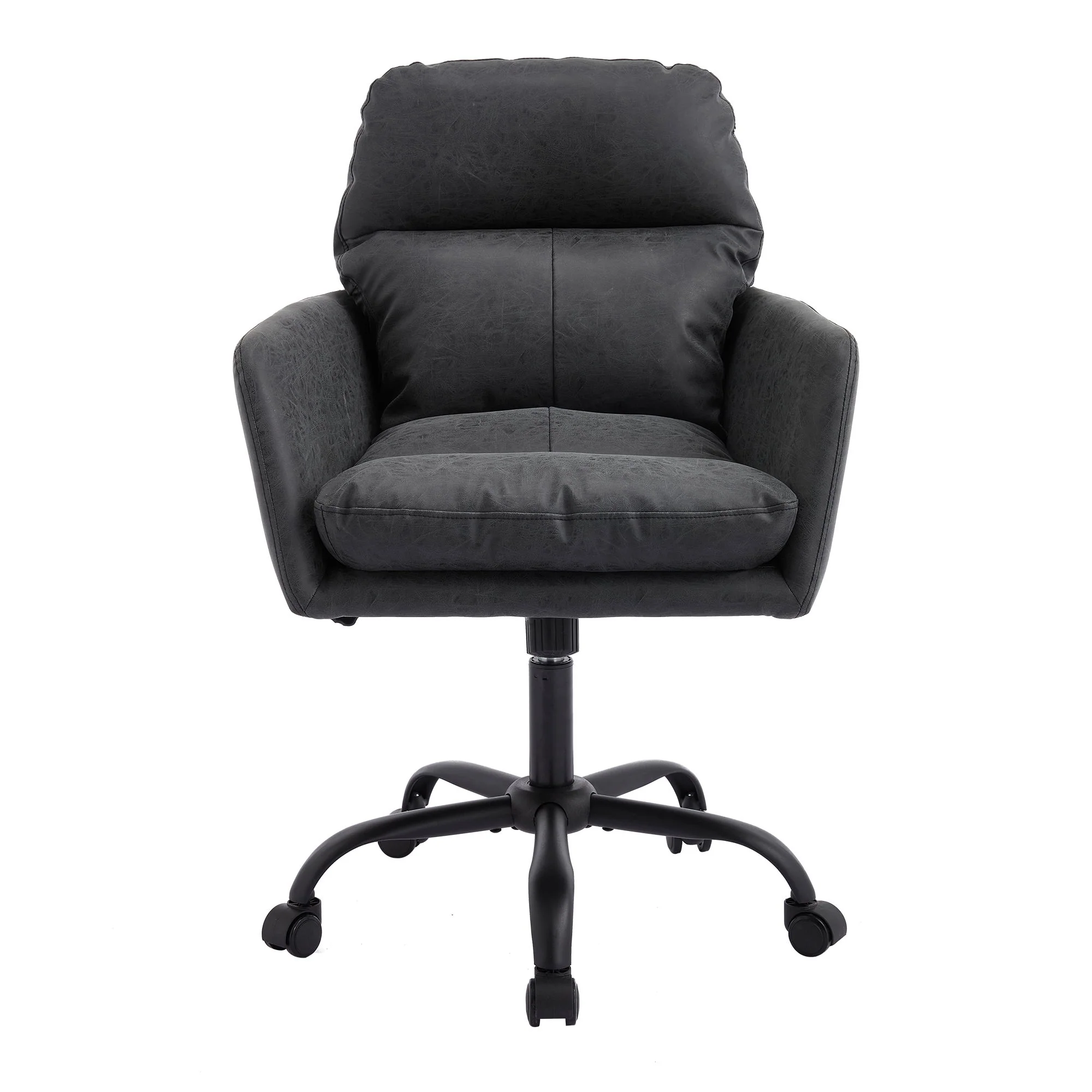 Adjustable Office Chair, Ergonomic Swivel Chair Leather, Comfortable For Long Sitting, Versatile Home And Office Use - Black - Image 5