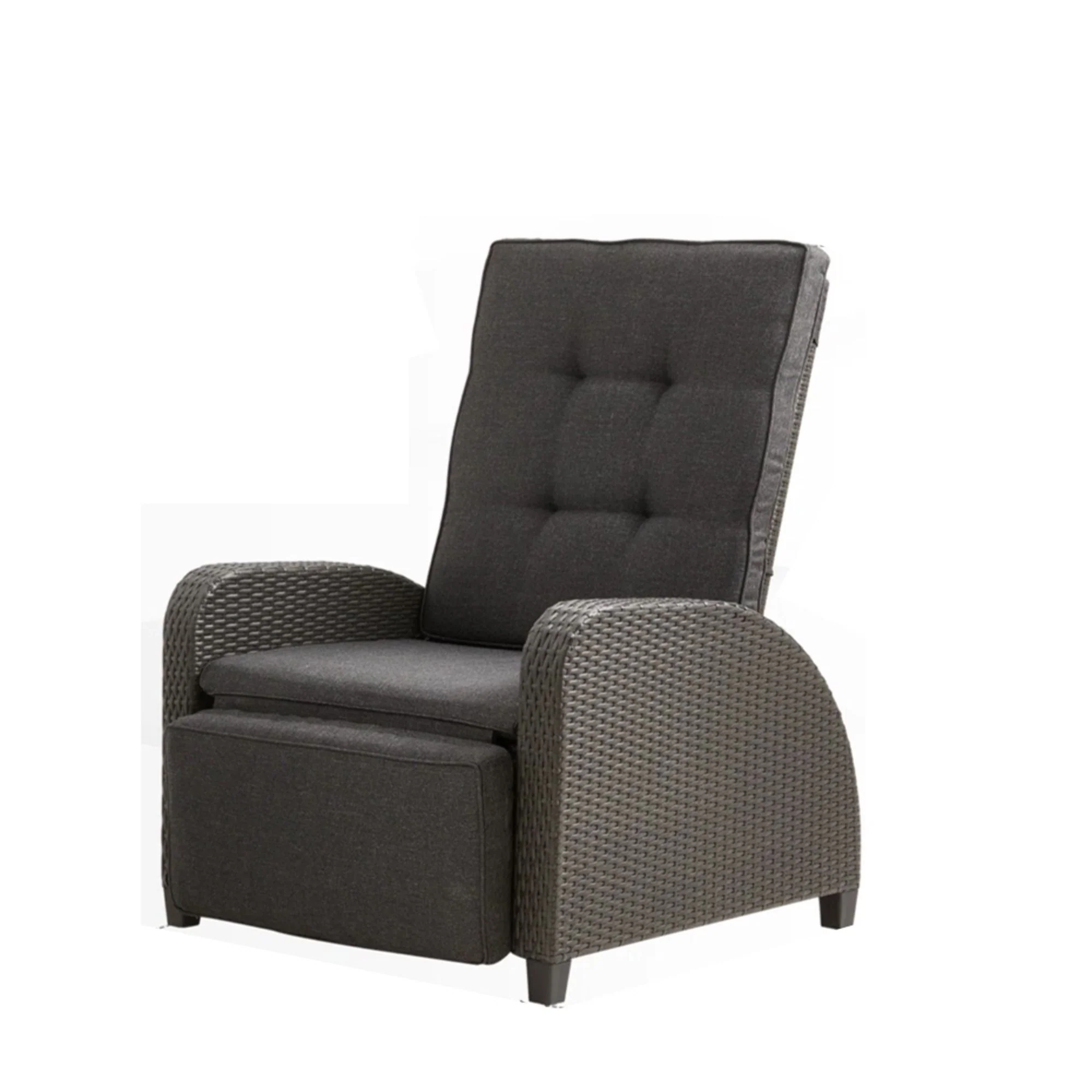 Adjustable Outdoor Lounge Chair, Plush Cushions & Extendable Footrest - Gray - Image 3