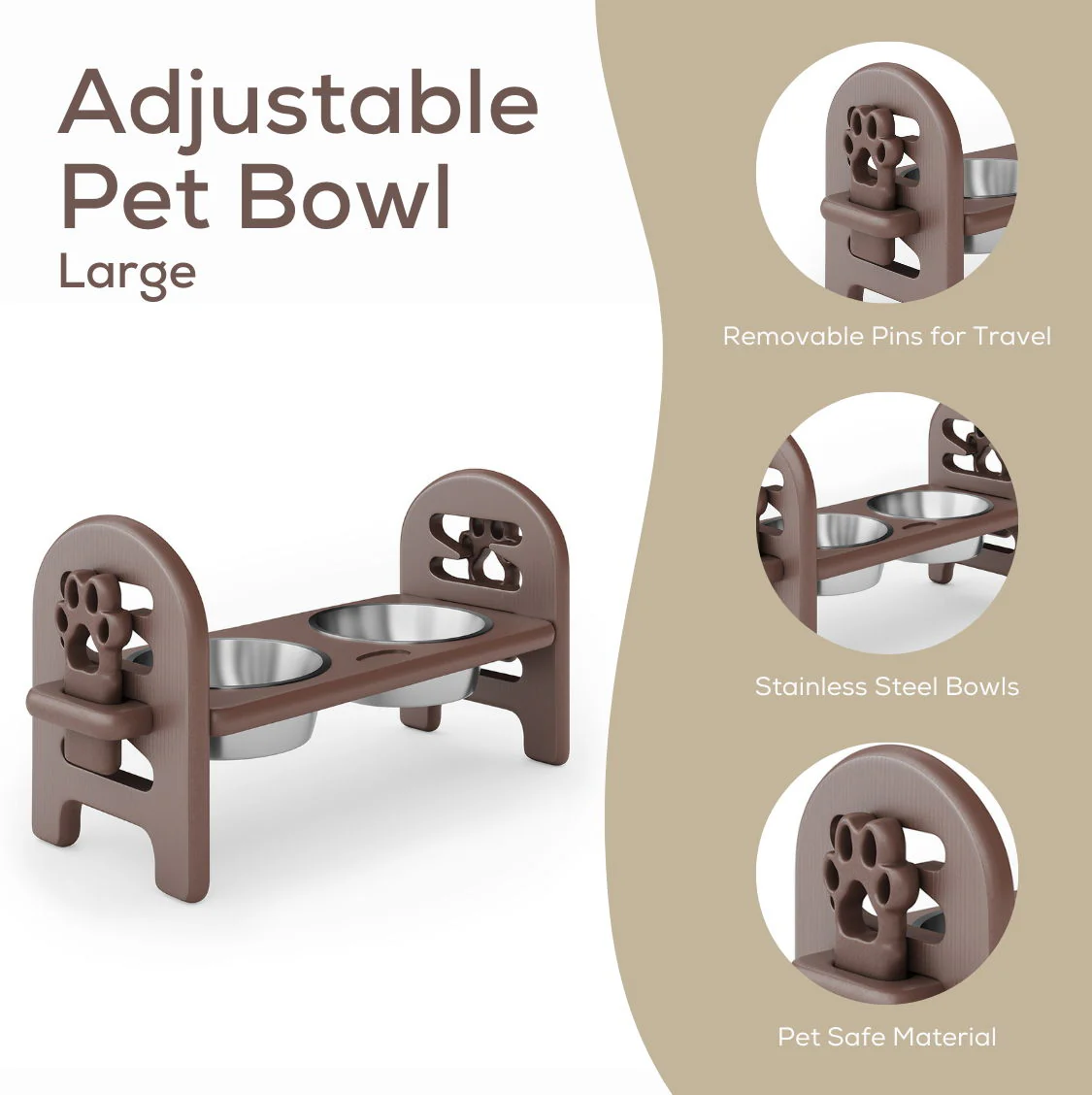 Adjustable Pet Bowl Travel Ready HDPE Durable Poly Lumber Recycled - Image 20