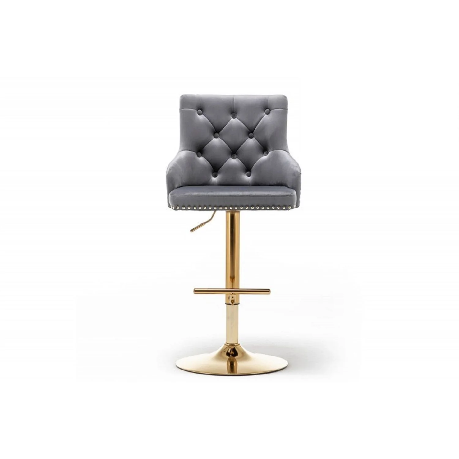 Adjustable Swivel Bar Stool With Nailhead Trim (Set of 2) - Image 8