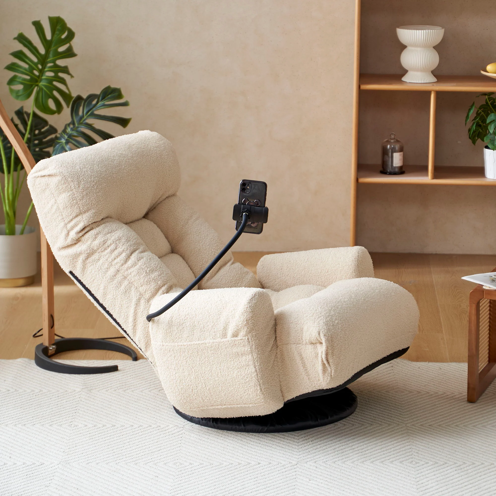 Adjustable Swivel Lounge Chair With 360 Degree Rotating Seat And Headrest Support - Image 15