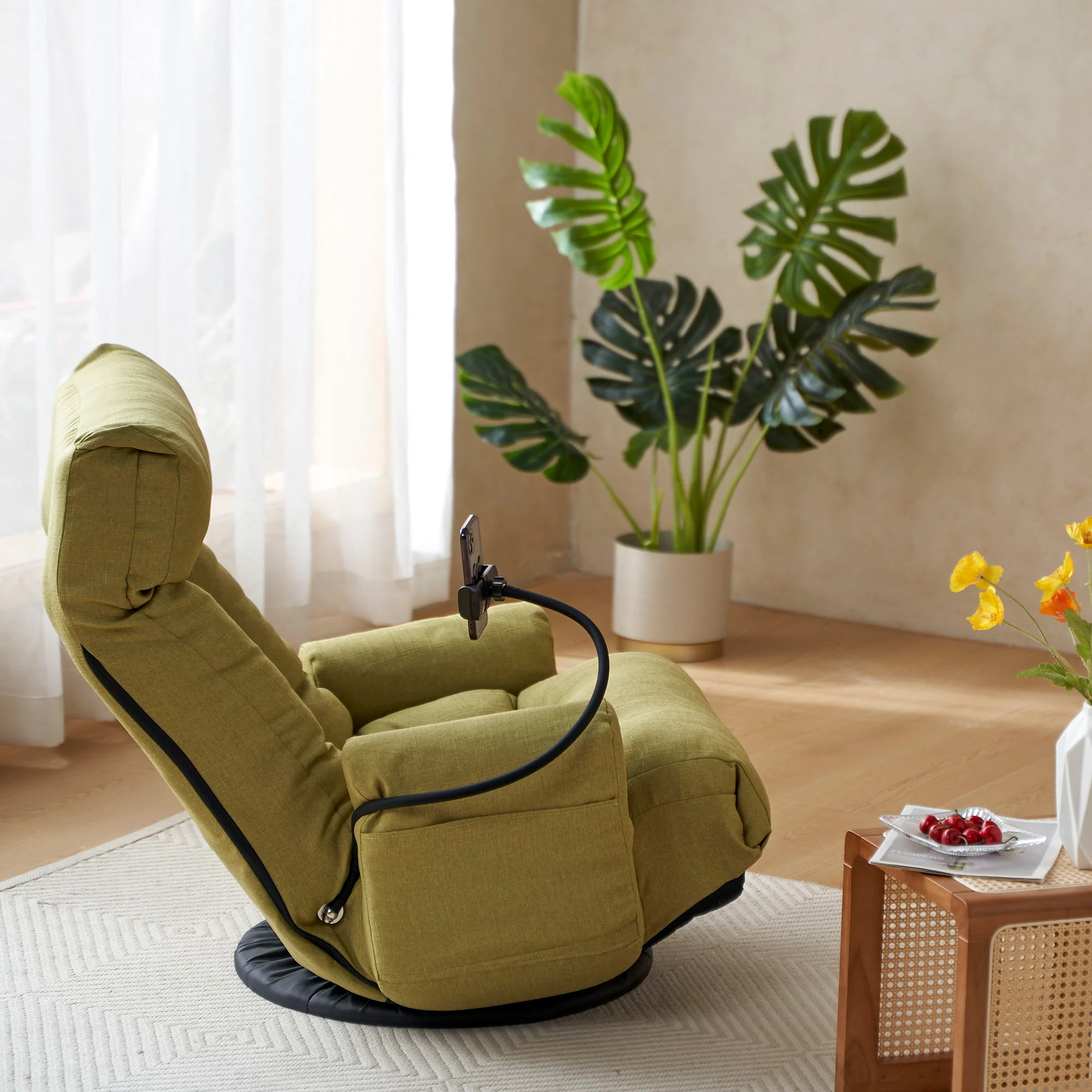 Adjustable Swivel Lounge Chair With 360 Degree Rotating Seat And Headrest Support - Image 18