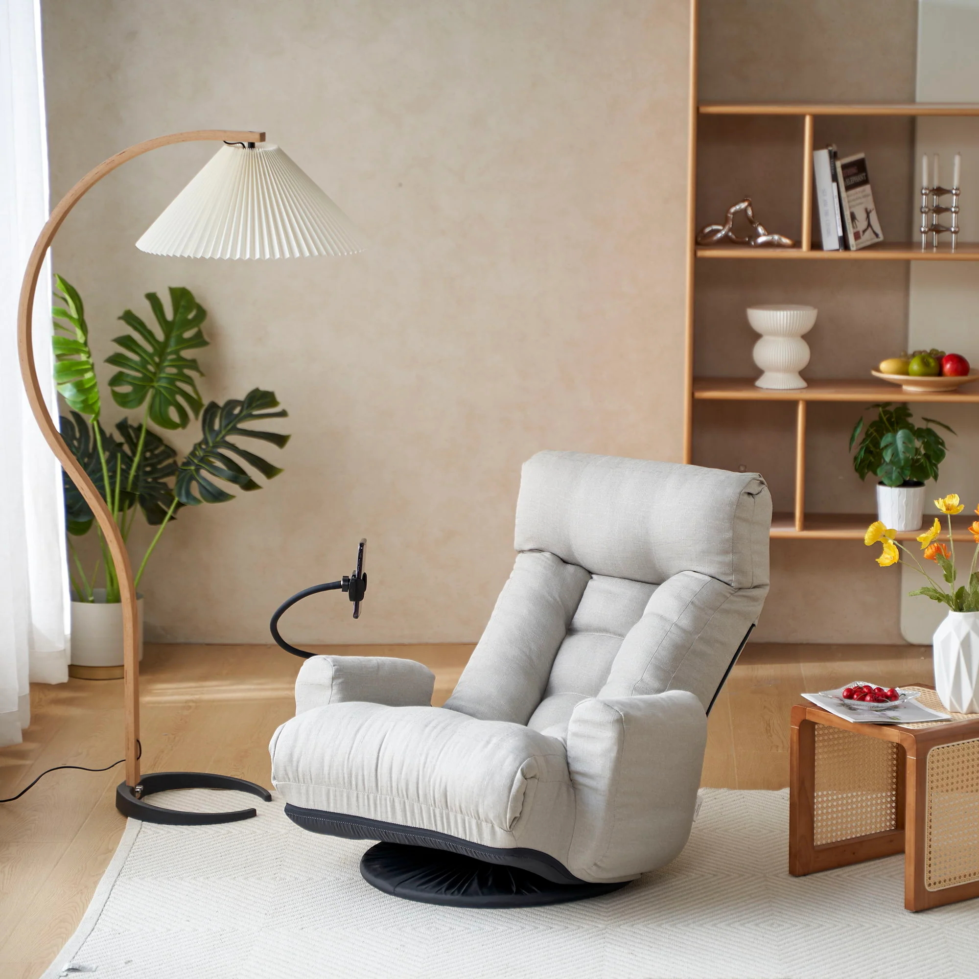 Adjustable Swivel Lounge Chair With 360 Degree Rotating Seat And Headrest Support - Image 23