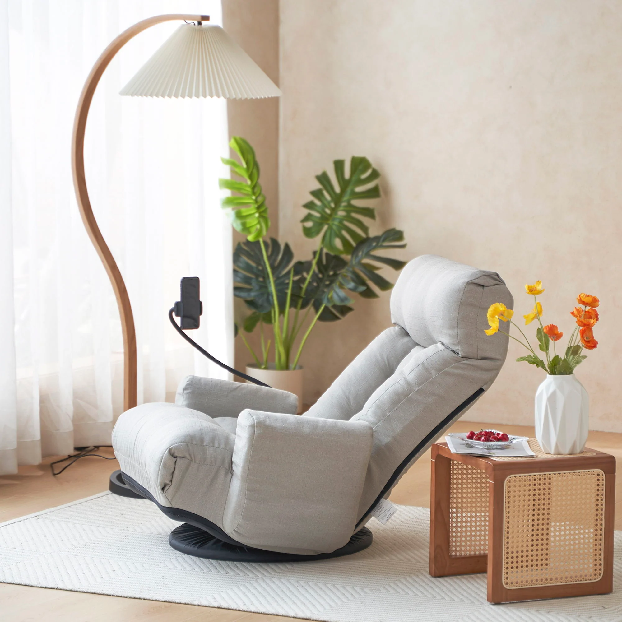 Adjustable Swivel Lounge Chair With 360 Degree Rotating Seat And Headrest Support - Image 27