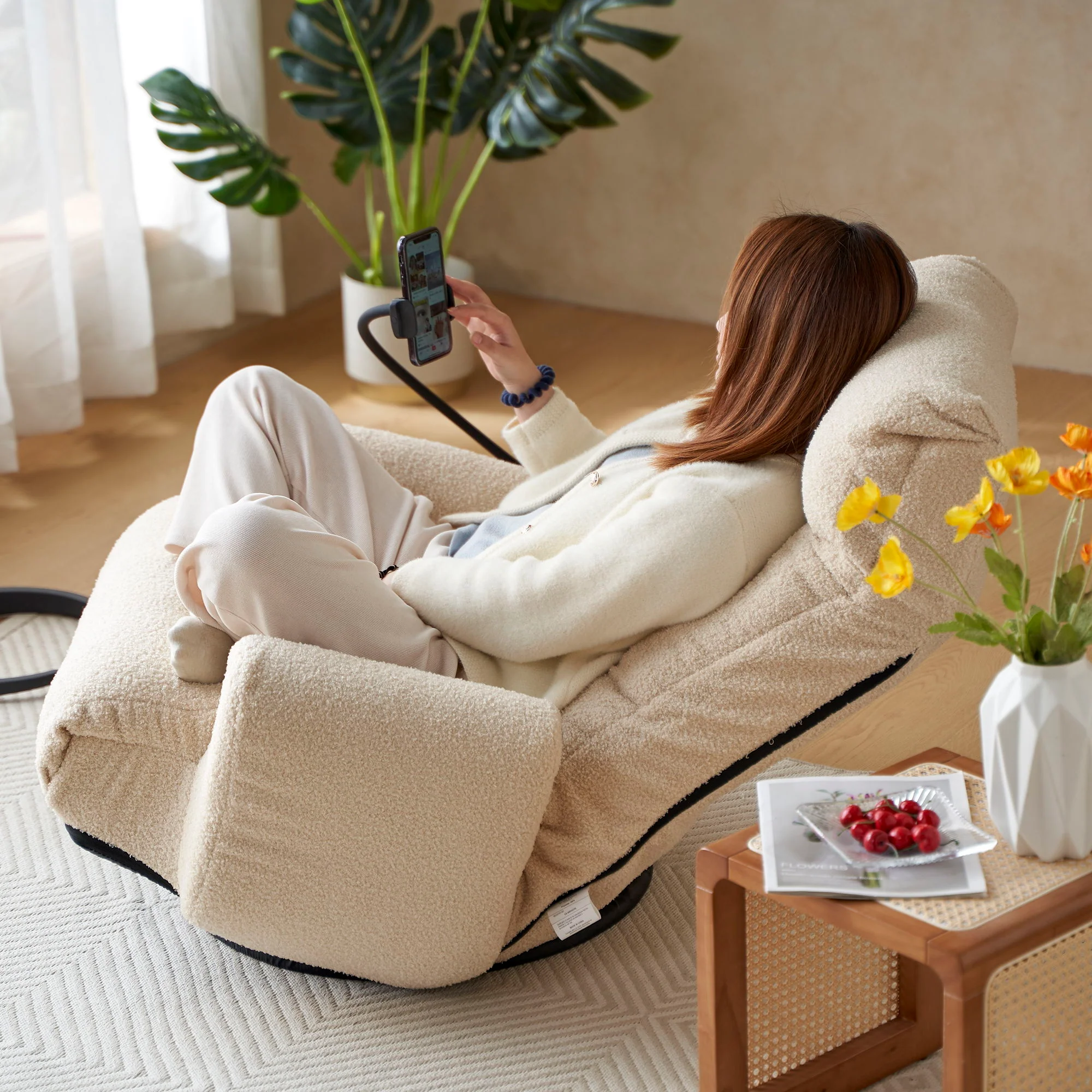 Adjustable Swivel Lounge Chair With 360 Degree Rotating Seat And Headrest Support - Image 28