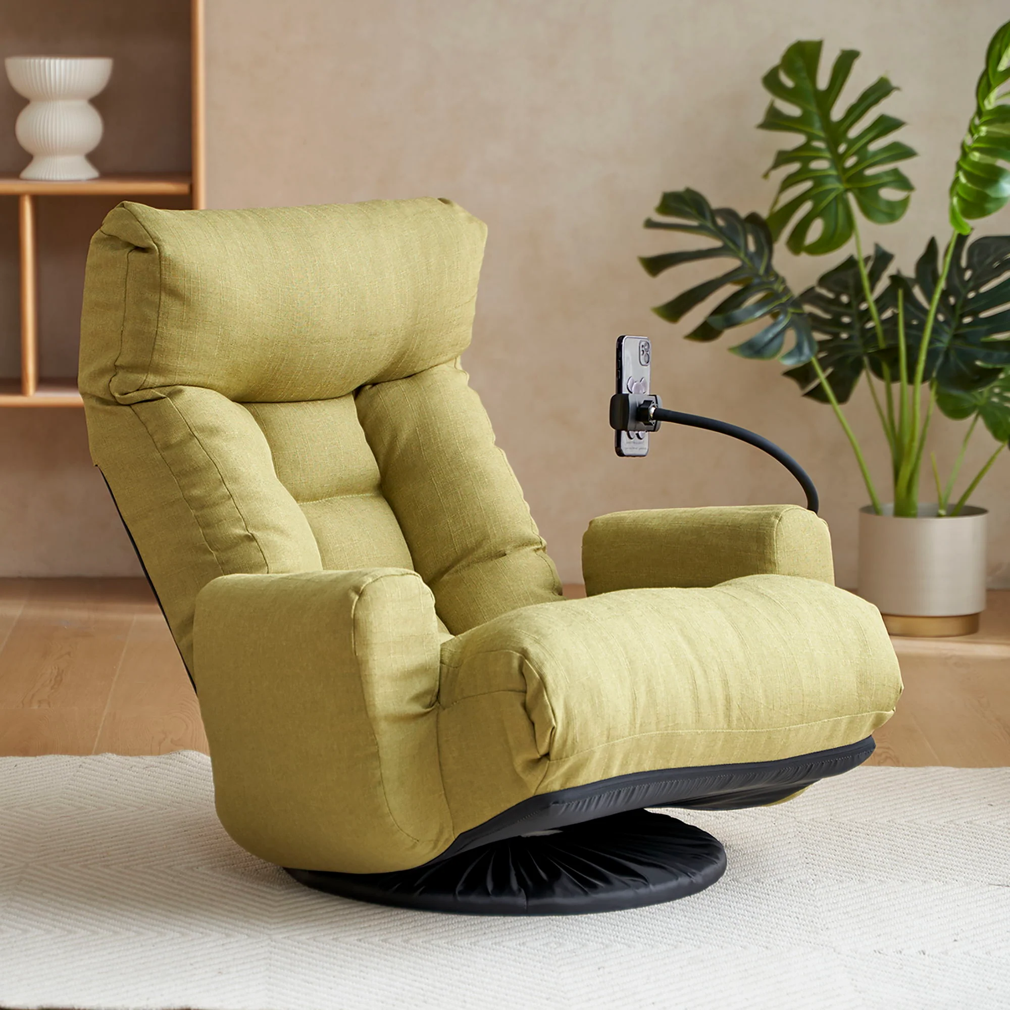 Adjustable Swivel Lounge Chair With 360 Degree Rotating Seat And Headrest Support - Image 6