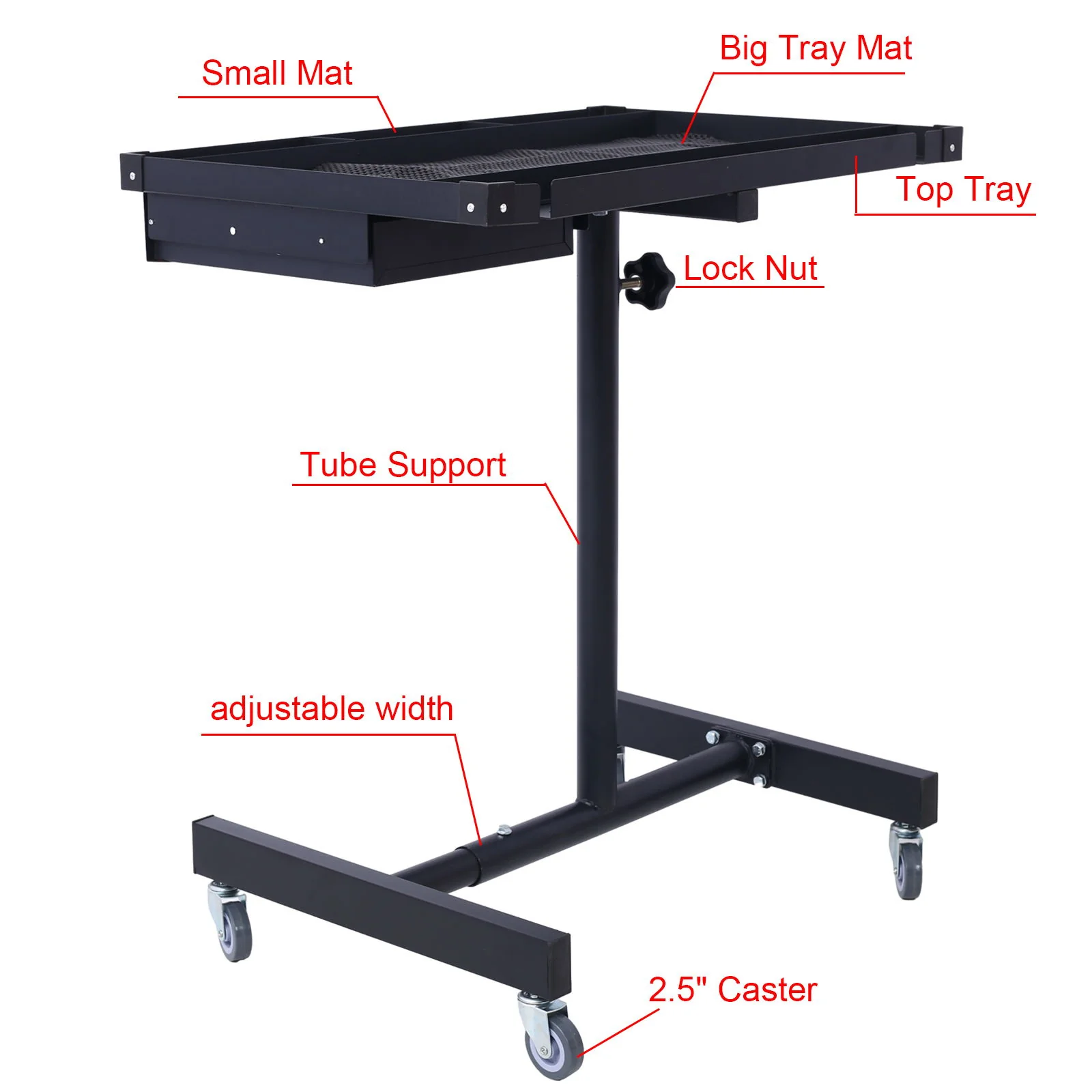 Adjustable Tear Down Work Table With Drawer For Garages, Repair Shops, And Diy, Portable, (4) 2.5" Swivel Casters, 220 Pound Capacity, Rubber Corners, Heavy Duty Steel - Image 4