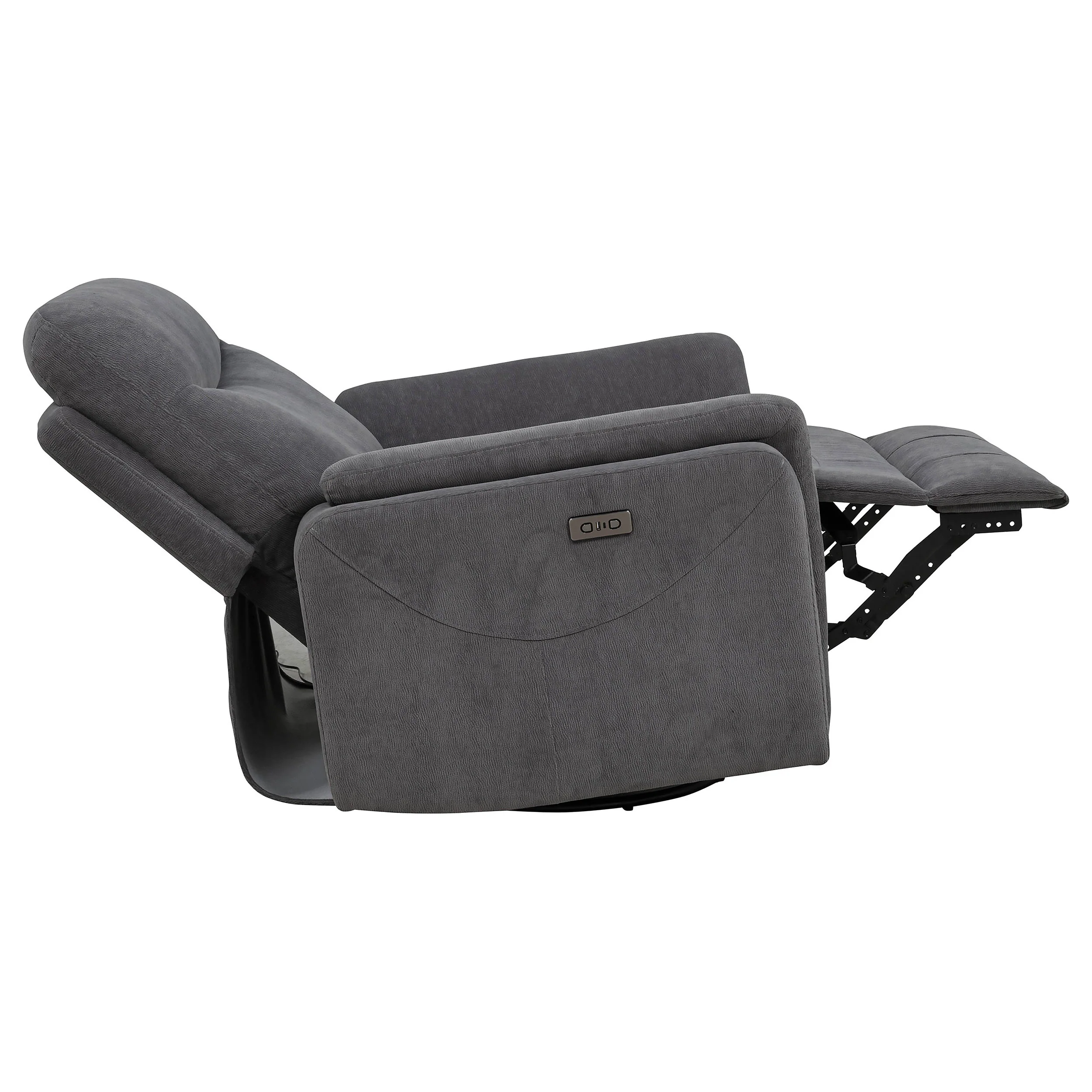 Adler Upholstered Power Swivel Glider Recliner Charcoal Grey - Image 6