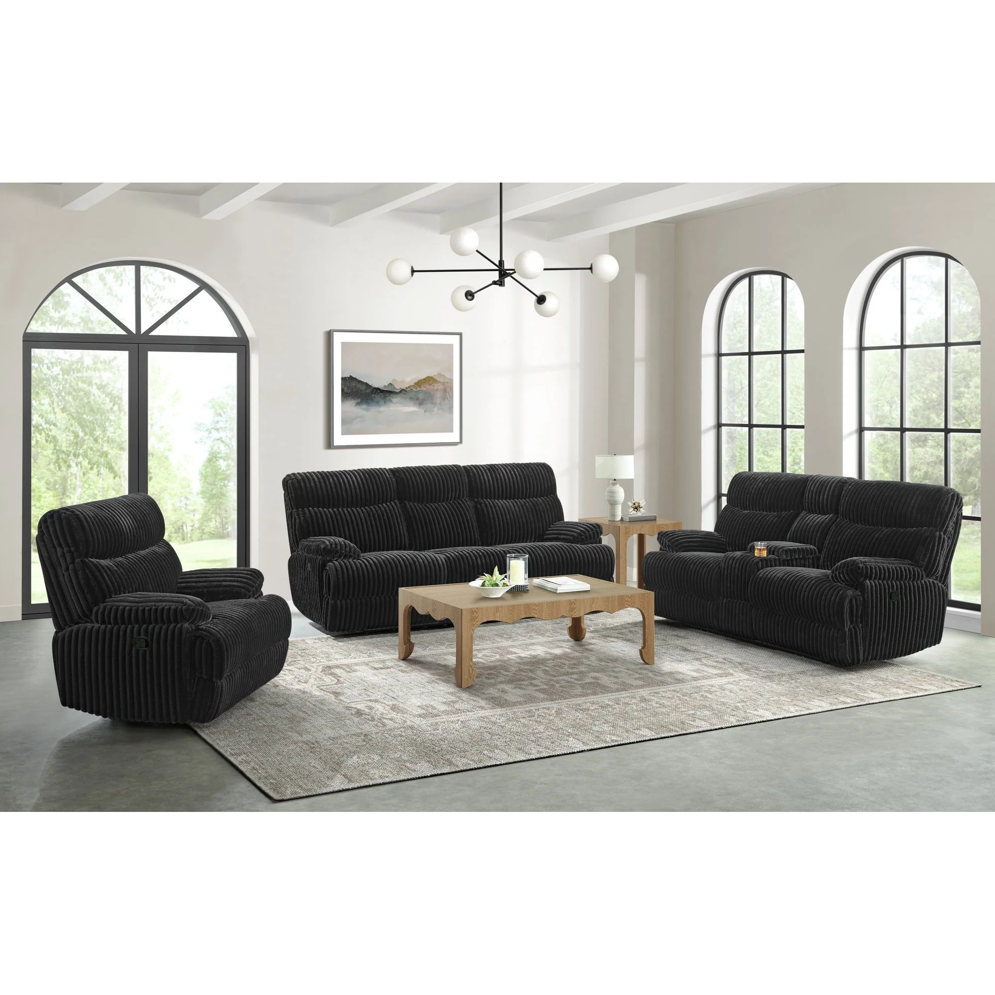Admiral - Motion Loveseat With Console - Black - Image 9