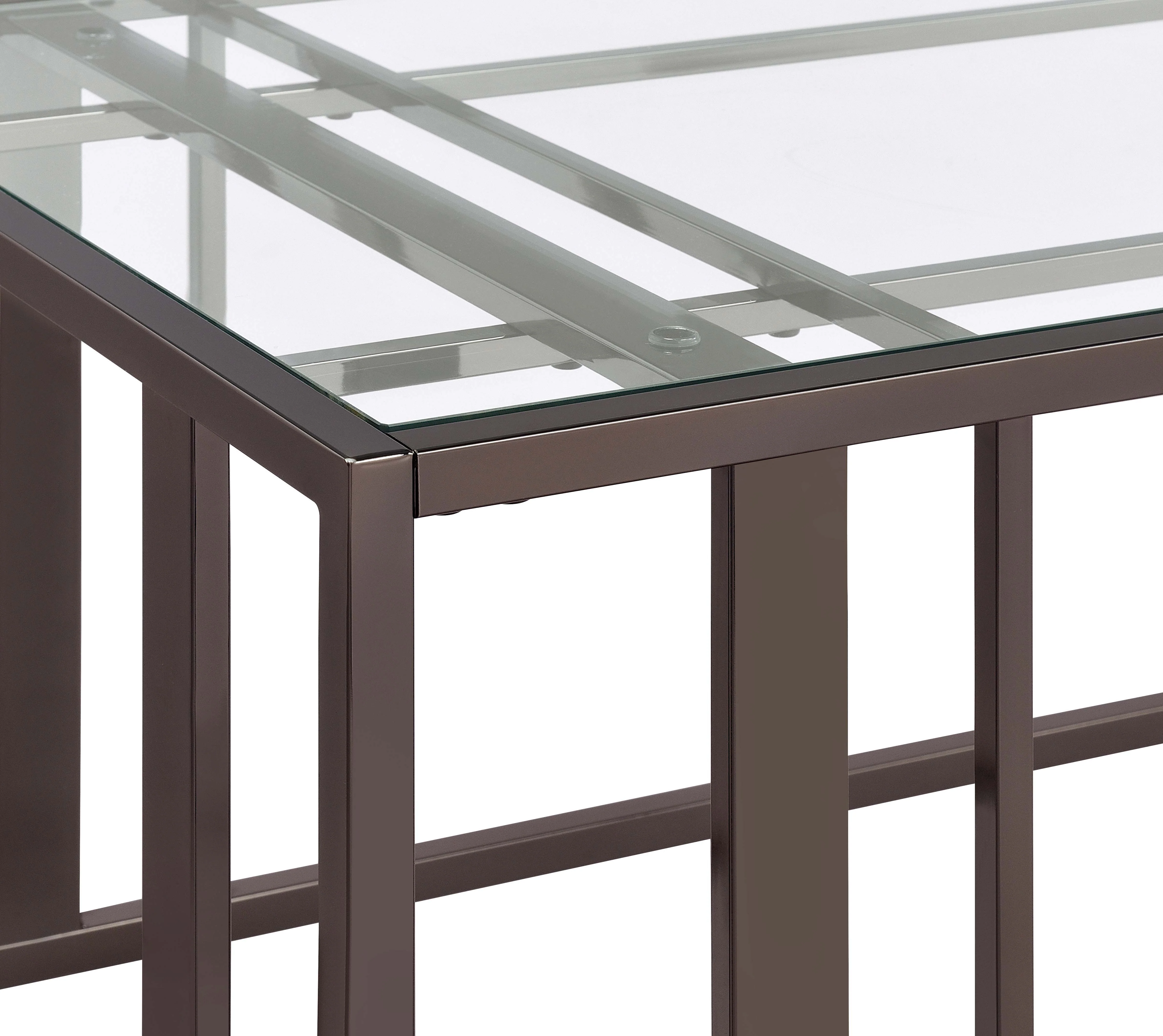 Adri Glass Top Entryway Console Table Black Nickel - Image 6