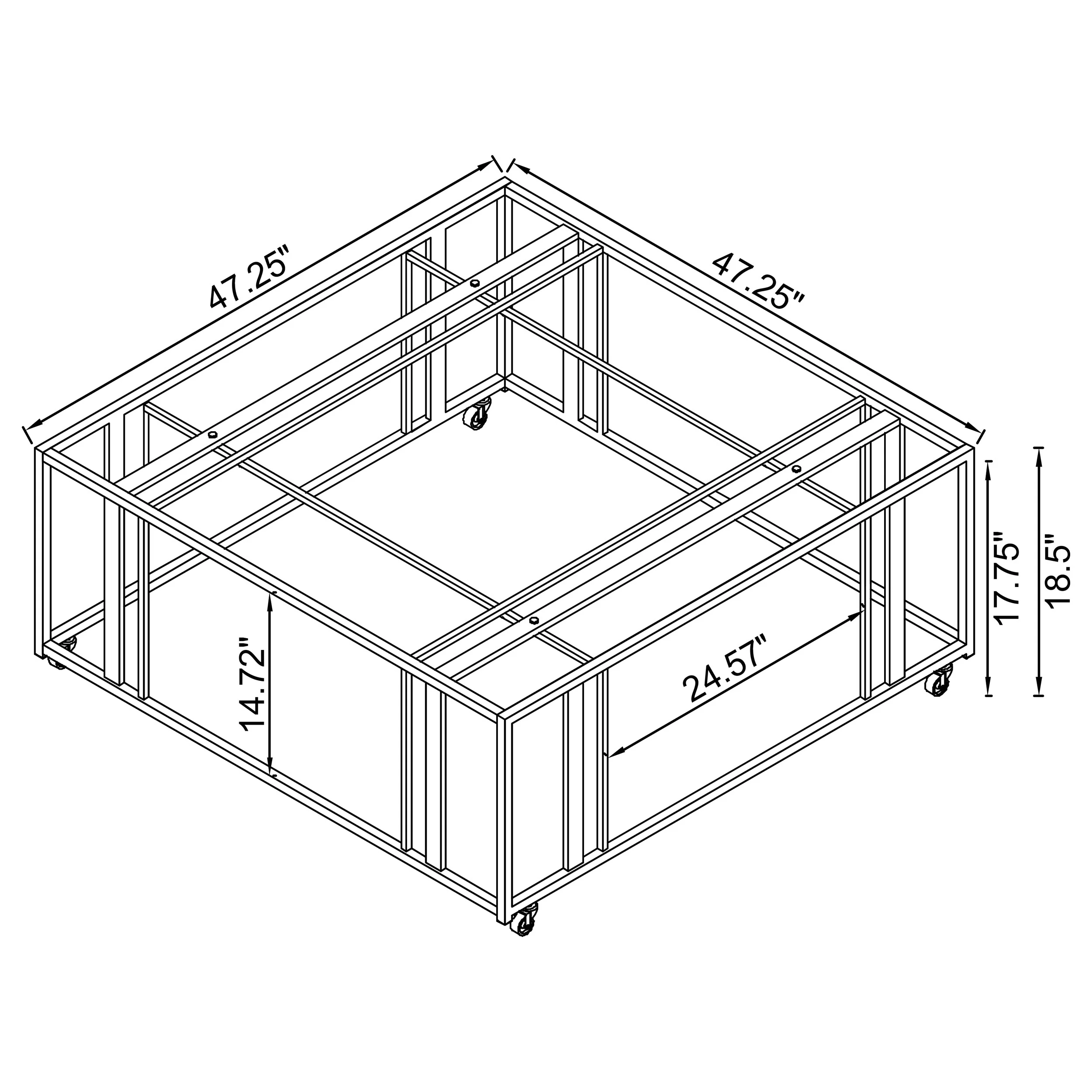 Adri Square Glass Top Coffee Table with Casters Matte Brass - Image 6