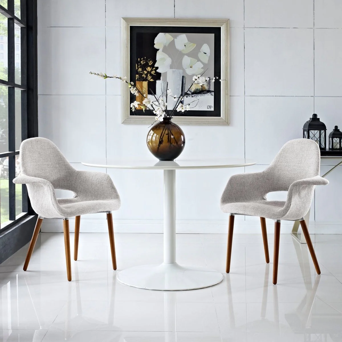 Aegis Mid-Century Fabric Dining Armchair Set of 2 - Image 4