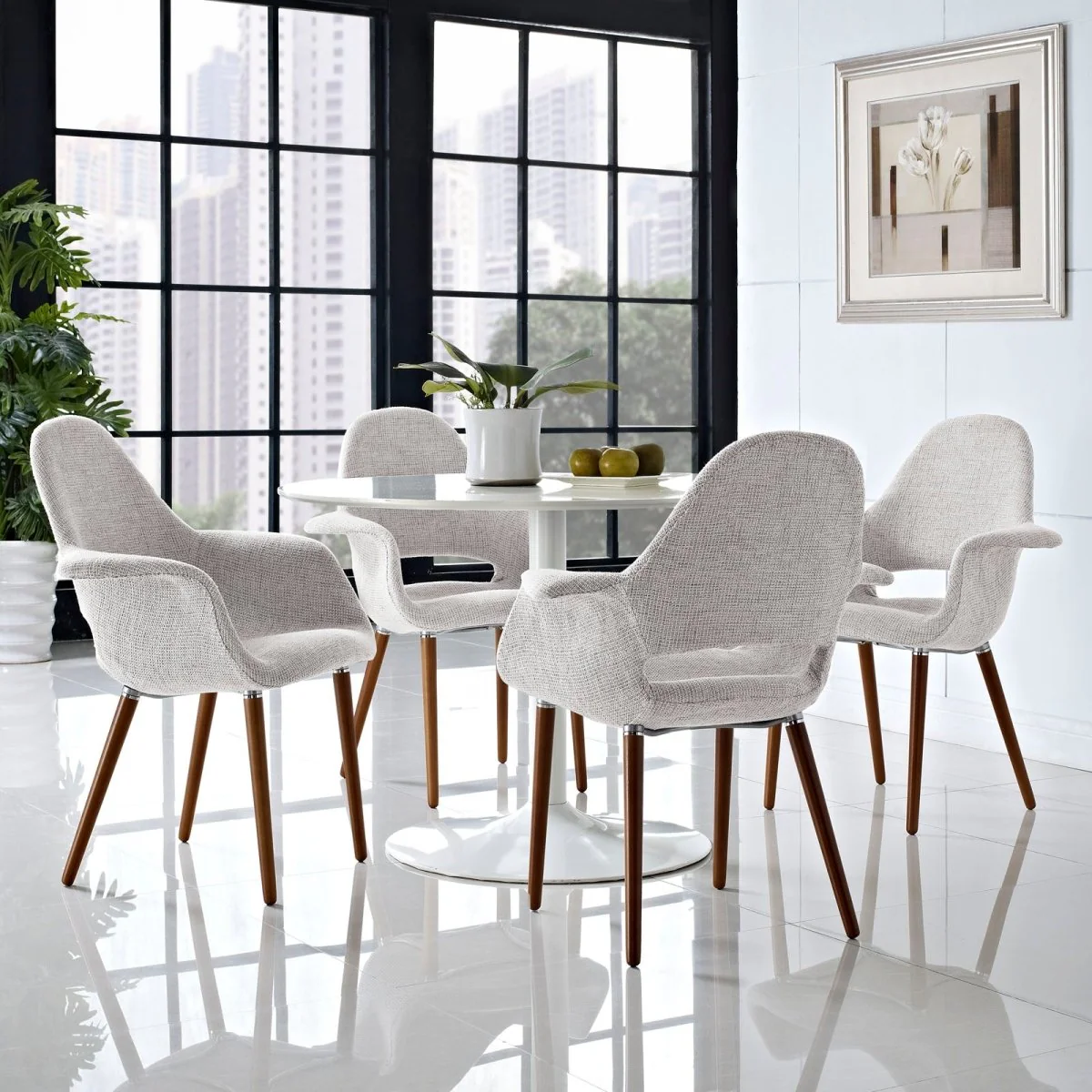 Aegis Mid-Century Fabric Dining Armchair Set of 4 - Image 2