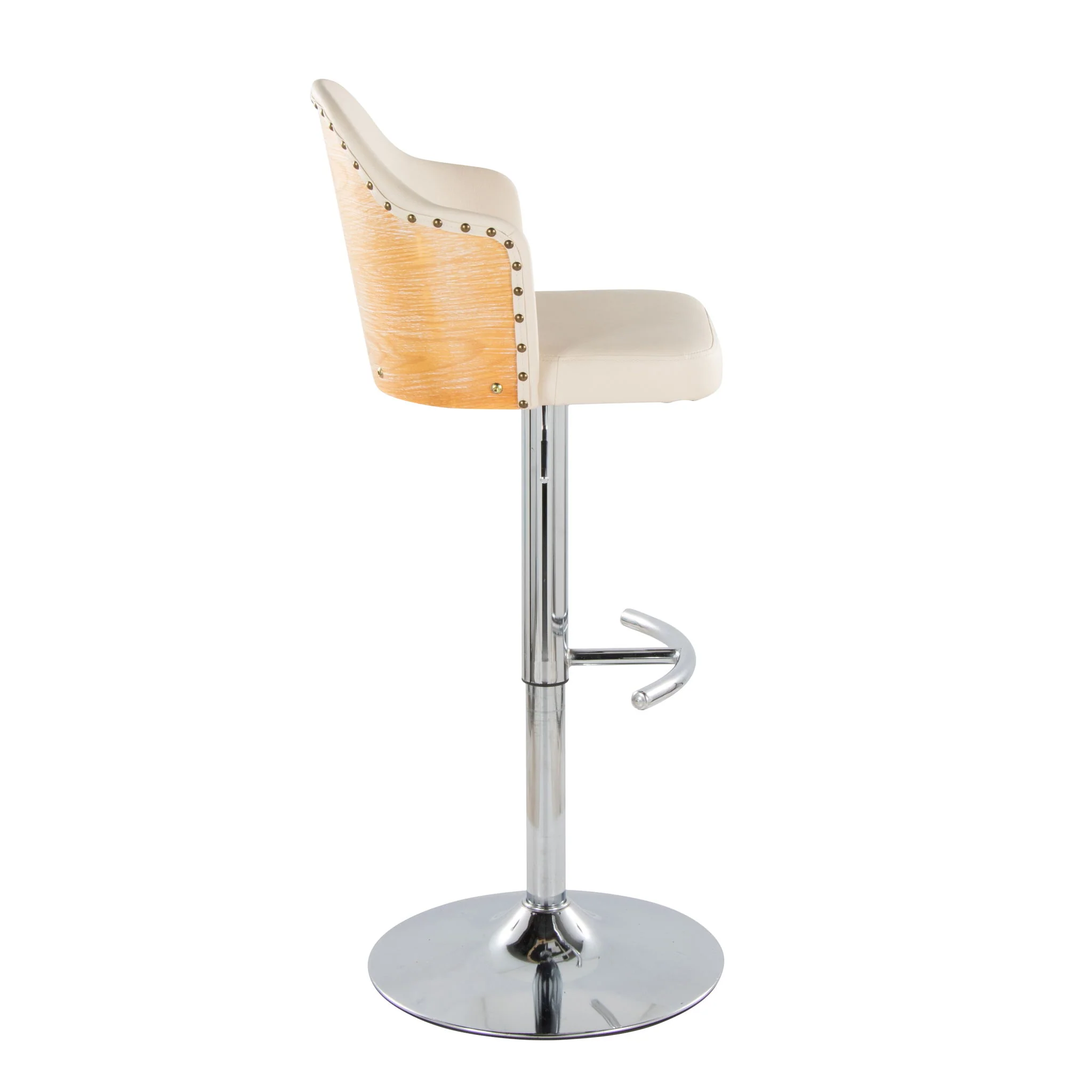 Ahoy - Contemporary Adjustable Barstool, Swivel With Rounded T Footrest (Set of 2) - Image 6