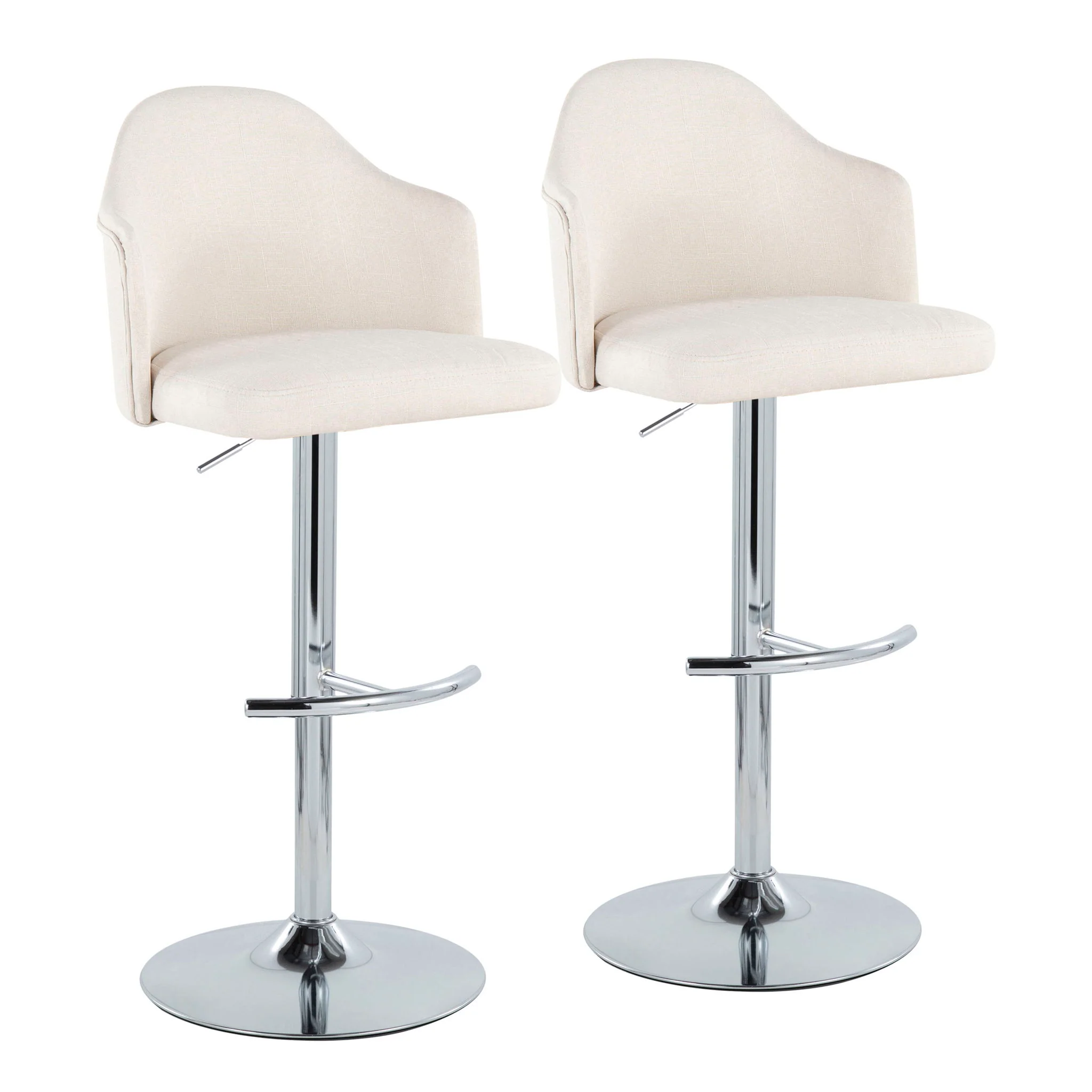 Ahoy - Contemporary Adjustable Barstool With Swivel With Rounded T Footrest (Set of 2) - Image 2