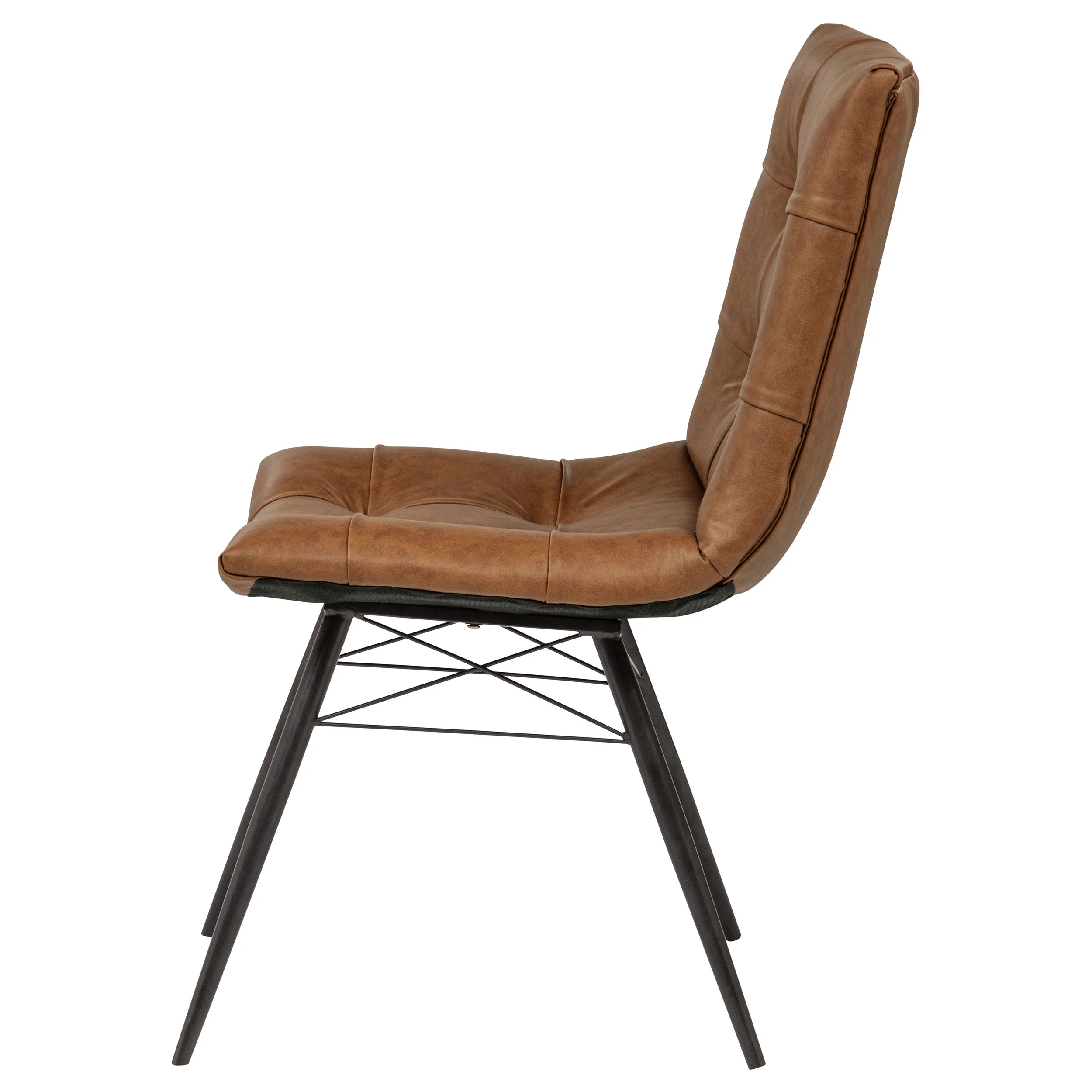 Aiken Faux Leather Dining Side Chair, Saddle Brown - Set of 4 - Image 9