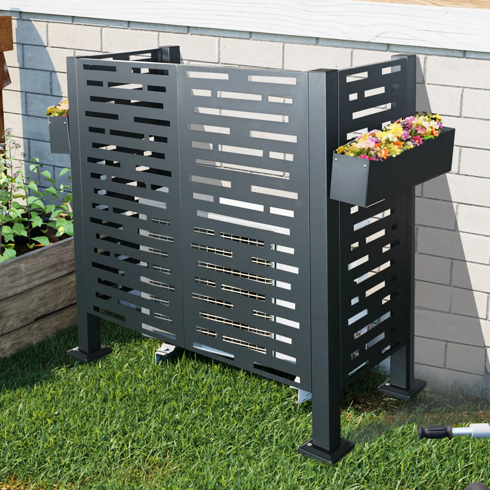 Air Conditioner Fence For Outdoor Units, Metal Privacy Fence Cover, Perfect To Conceal Air Conditioning Units, 3 Fence Panel - Image 12