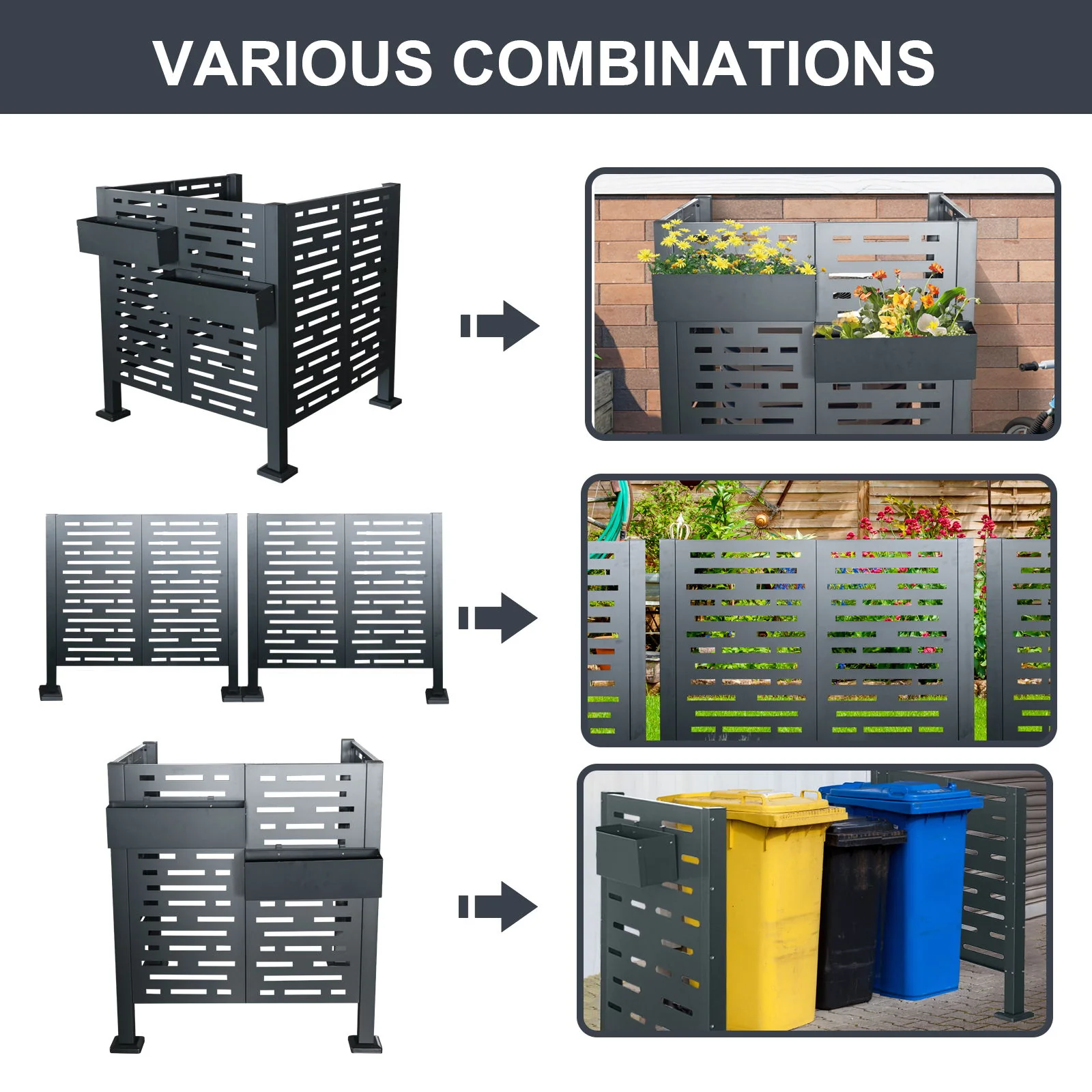 Air Conditioner Fence For Outdoor Units, Metal Privacy Fence Cover, Perfect To Conceal Air Conditioning Units, 3 Fence Panel - Image 16