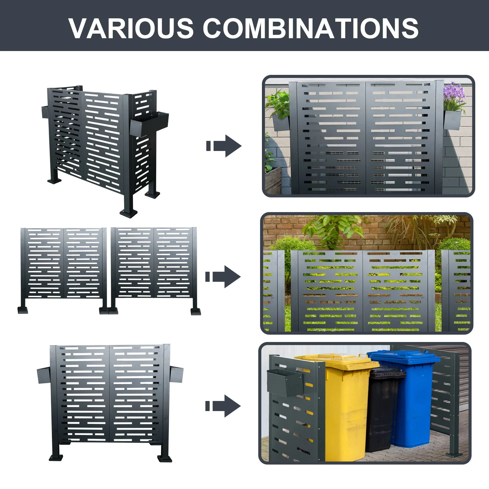 Air Conditioner Fence For Outdoor Units, Metal Privacy Fence Cover, Perfect To Conceal Air Conditioning Units, 3 Fence Panel - Image 19