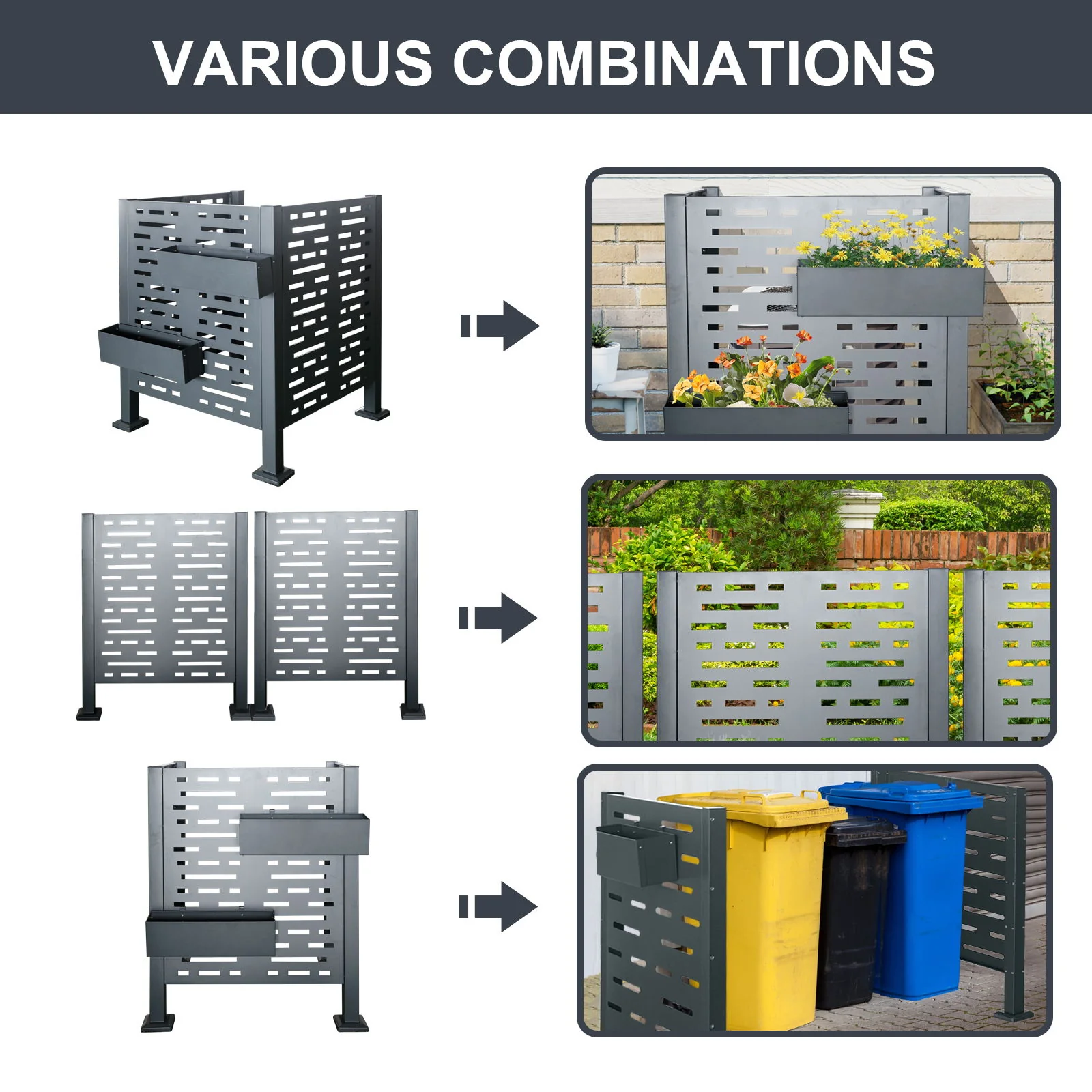 Air Conditioner Fence For Outdoor Units, Metal Privacy Fence Cover, Perfect To Conceal Air Conditioning Units, 3 Fence Panel - Image 20