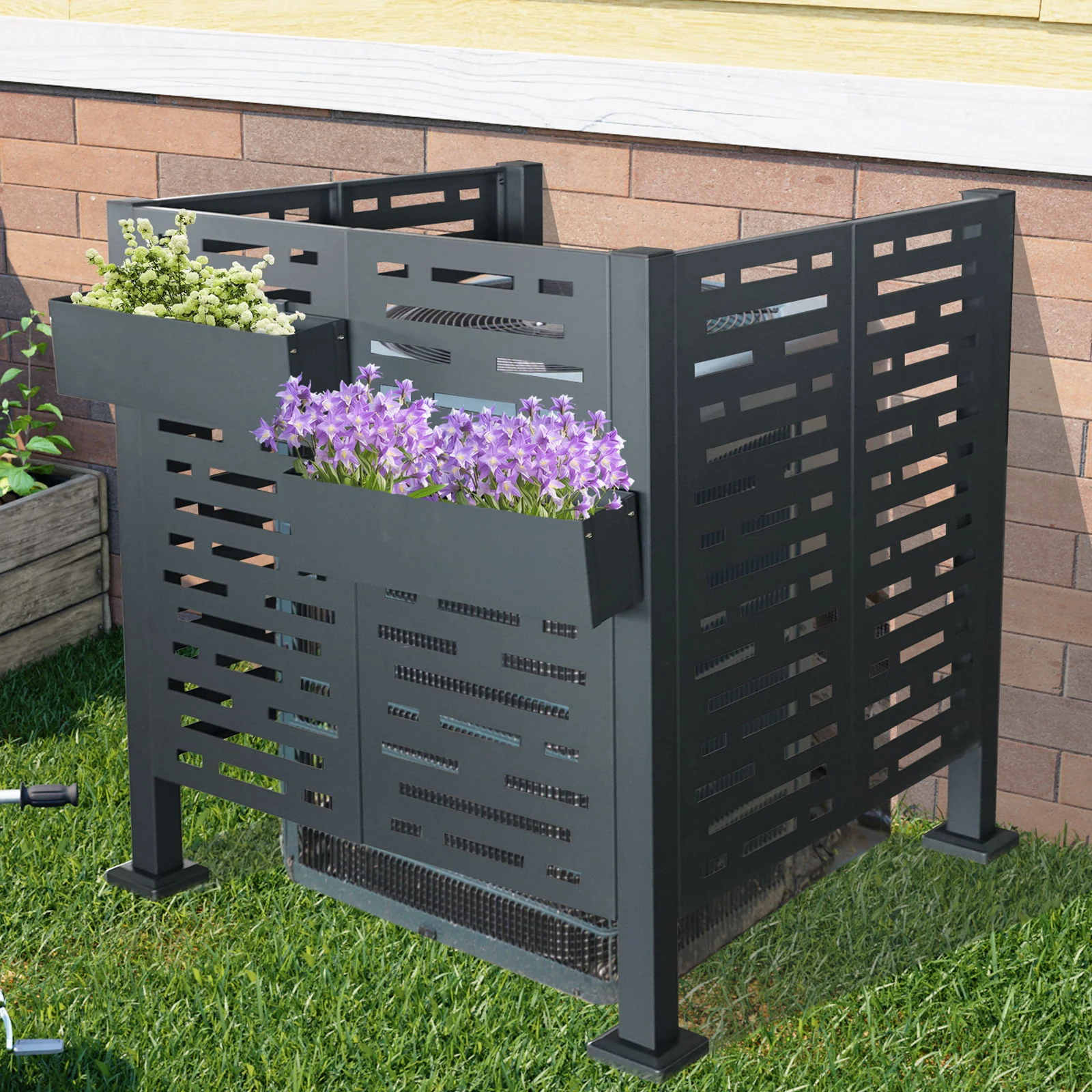 Air Conditioner Fence For Outdoor Units, Metal Privacy Fence Cover, Perfect To Conceal Air Conditioning Units, 3 Fence Panel - Image 21
