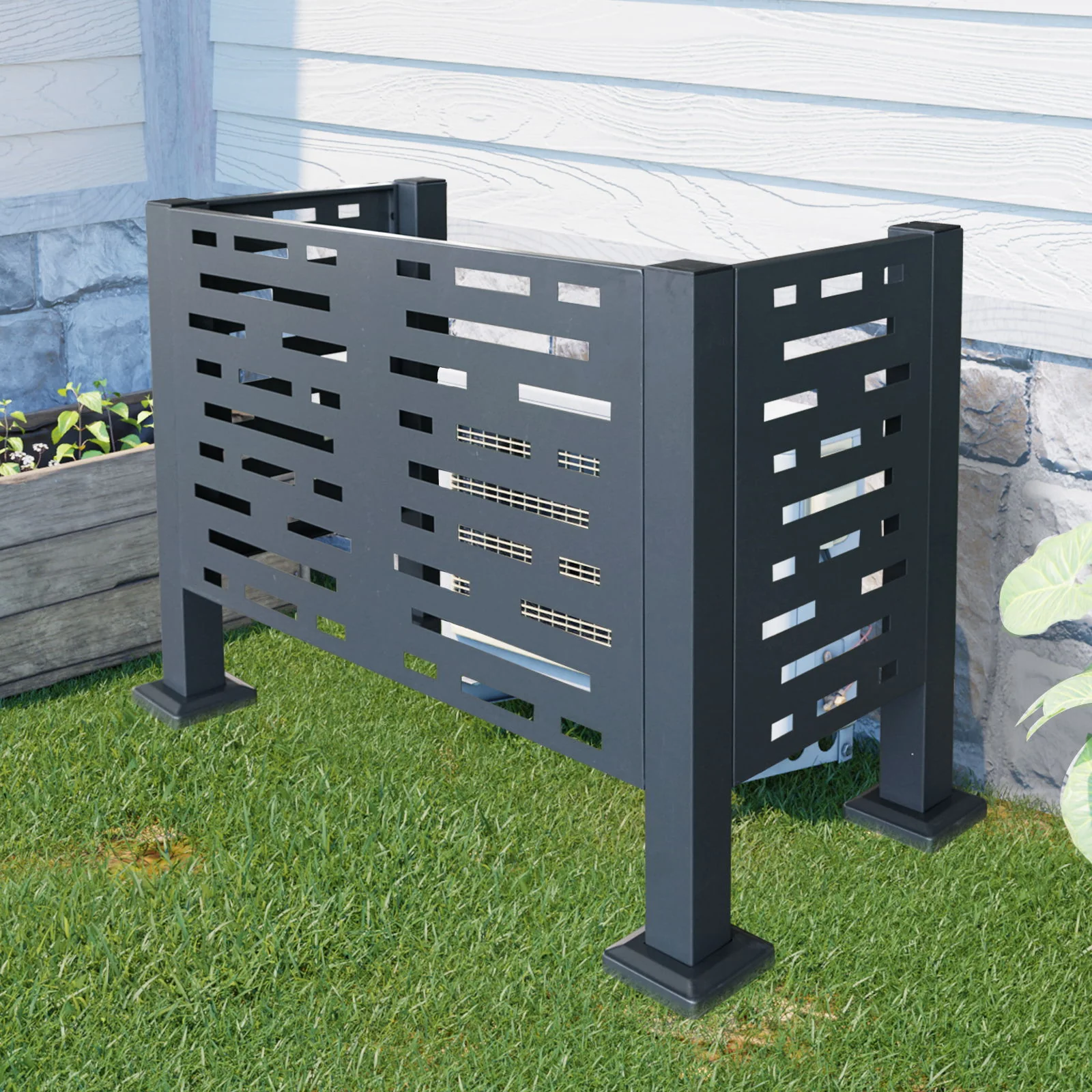 Air Conditioner Fence For Outdoor Units, Metal Privacy Fence Cover, Perfect To Conceal Air Conditioning Units, 3 Fence Panel - Image 24