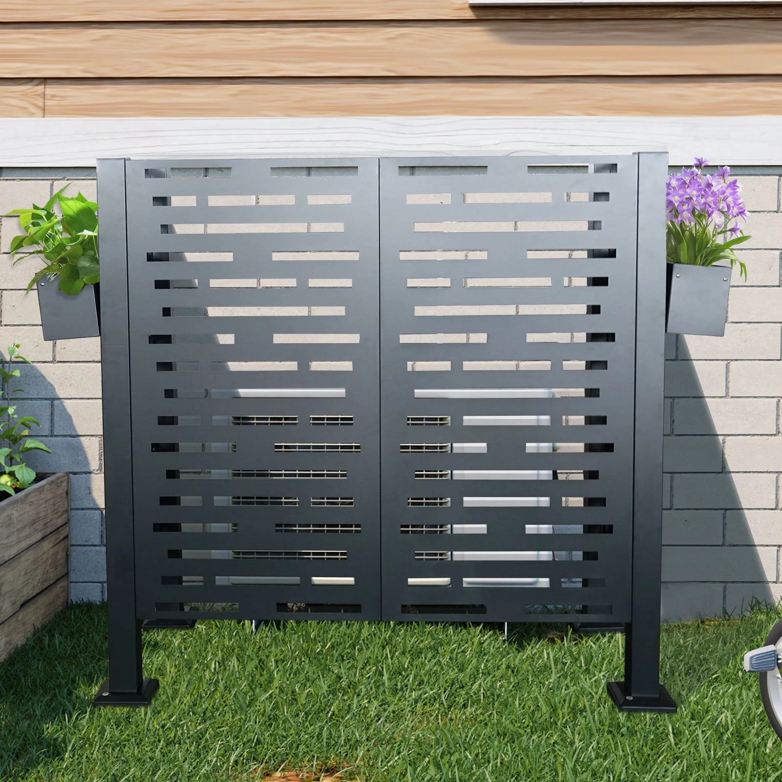 Air Conditioner Fence For Outdoor Units, Metal Privacy Fence Cover, Perfect To Conceal Air Conditioning Units, 3 Fence Panel - Image 25